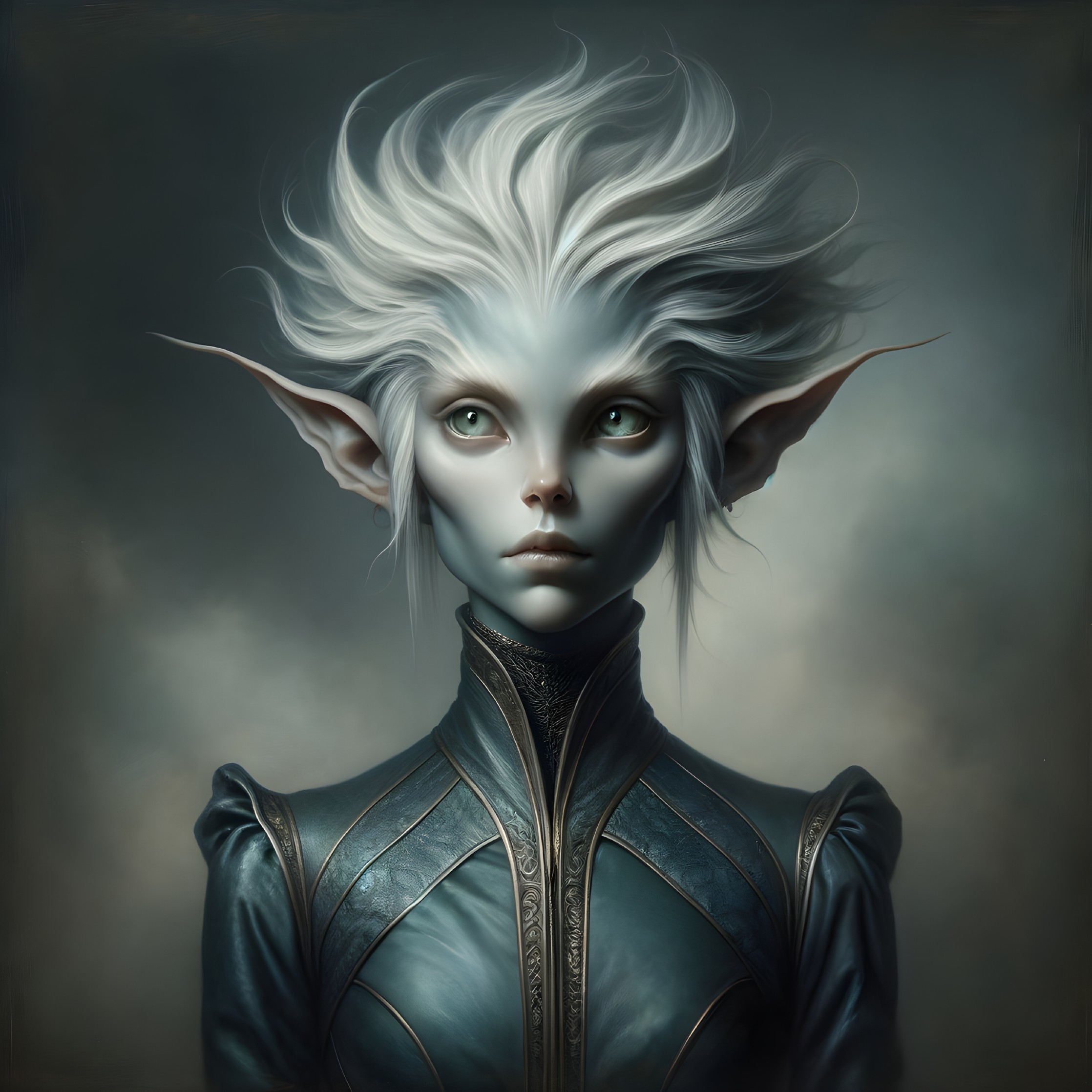 Ethereal Character with Expressive Features and Outfit