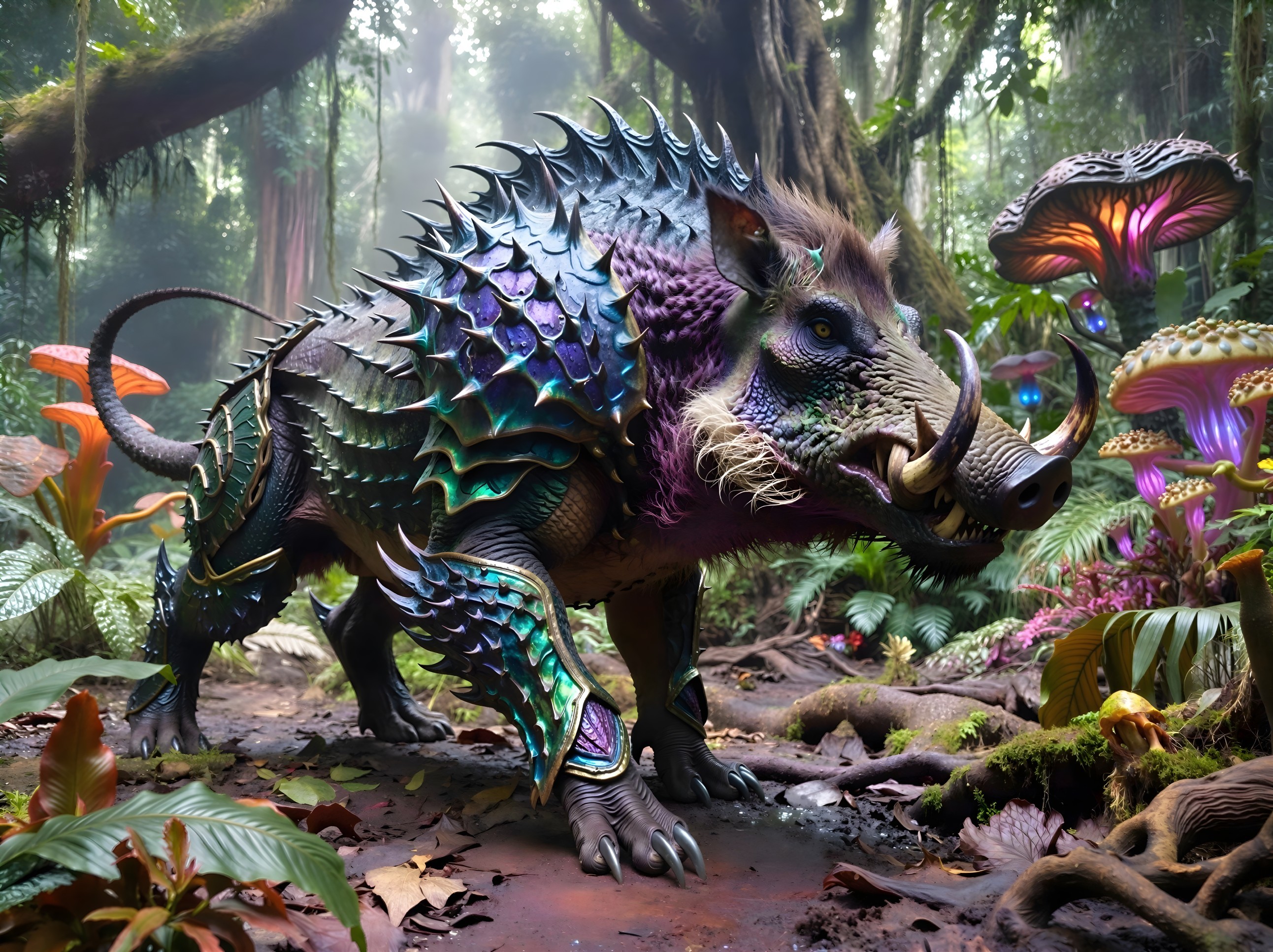 Detailed Fantasy Creature in Ethereal Forest Setting