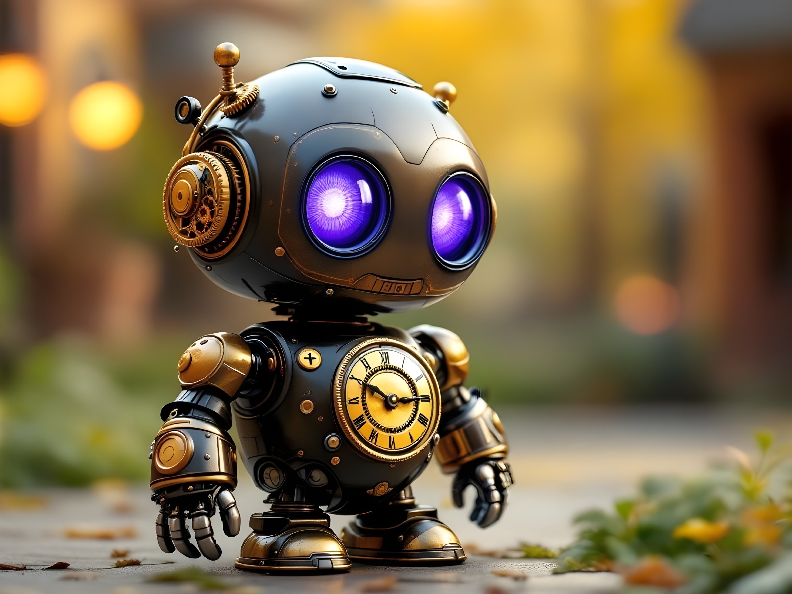 Vintage-Style Robot in Serene Outdoor Setting