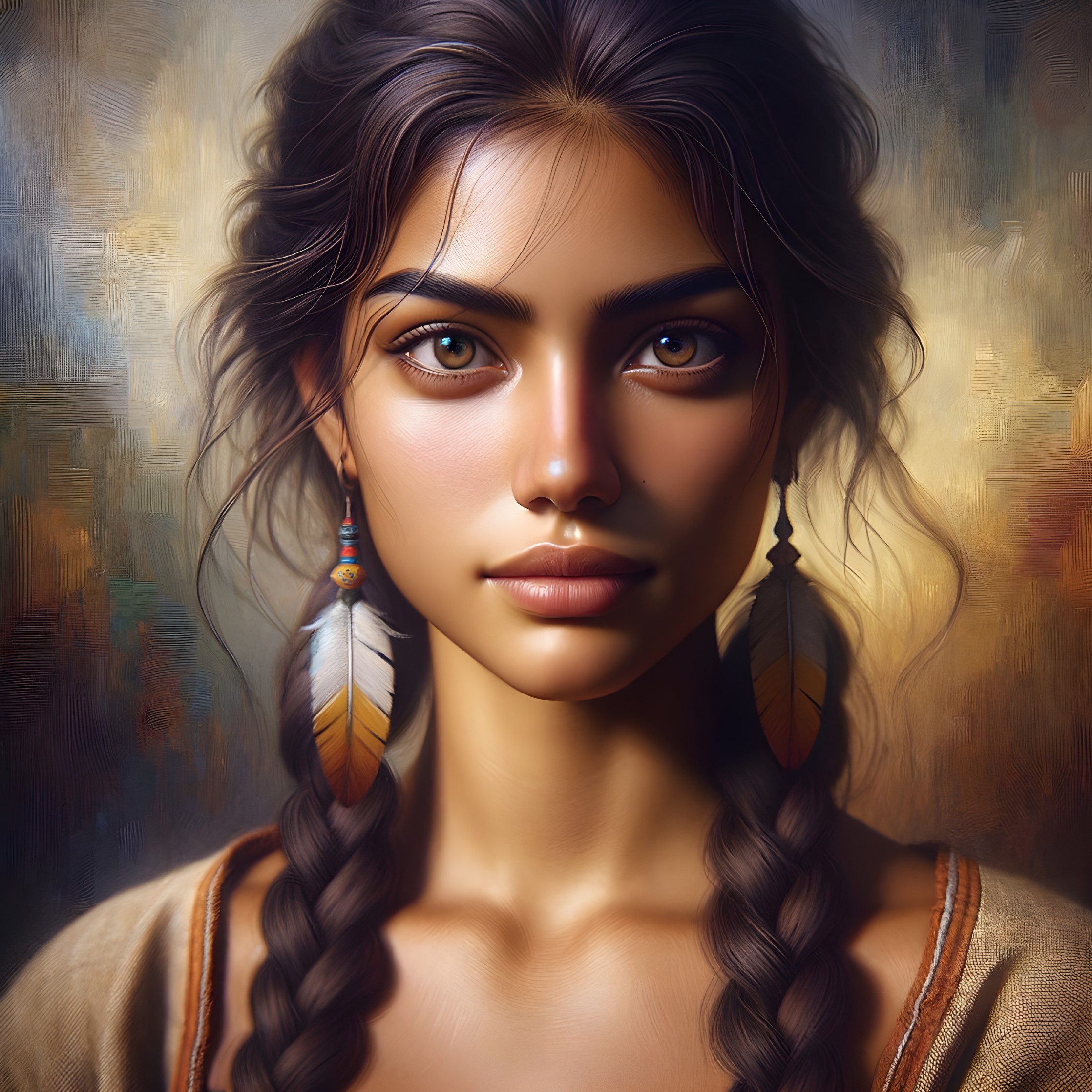 Portrait of a Young Woman with Tribal Elements