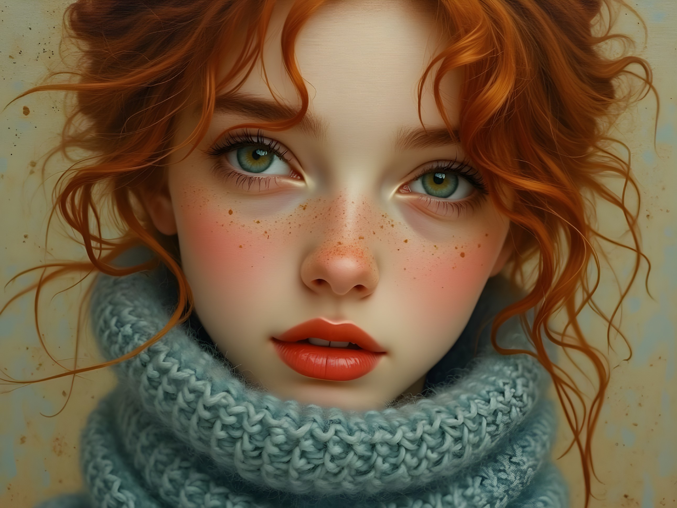 Close-Up Portrait of a Young Woman with Red Hair