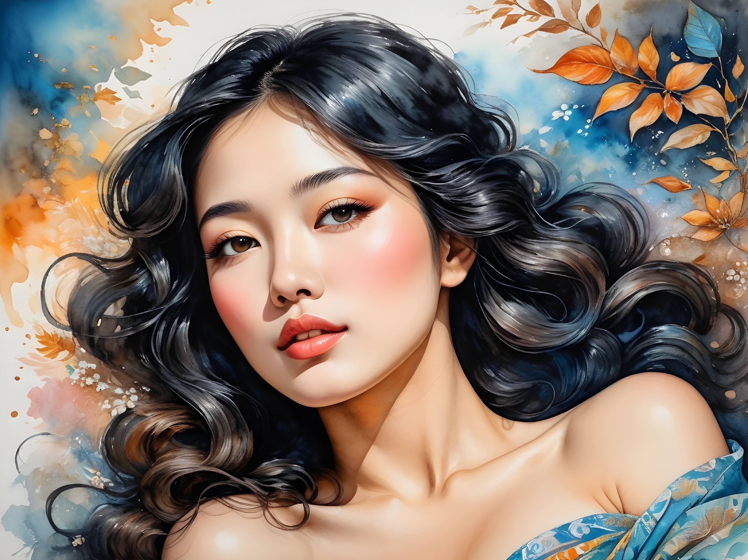 Portrait of a Young Woman with Vibrant Background