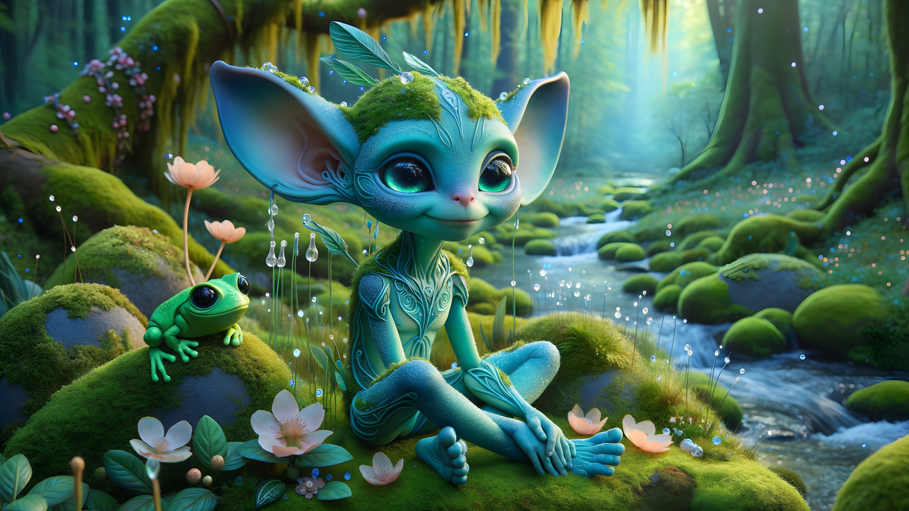 Whimsical Creature in Enchanted Forest Setting