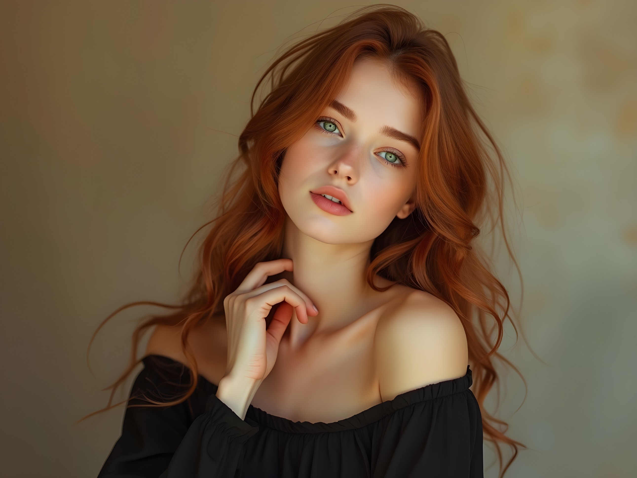 Close-Up Portrait of a Young Woman with Red Hair