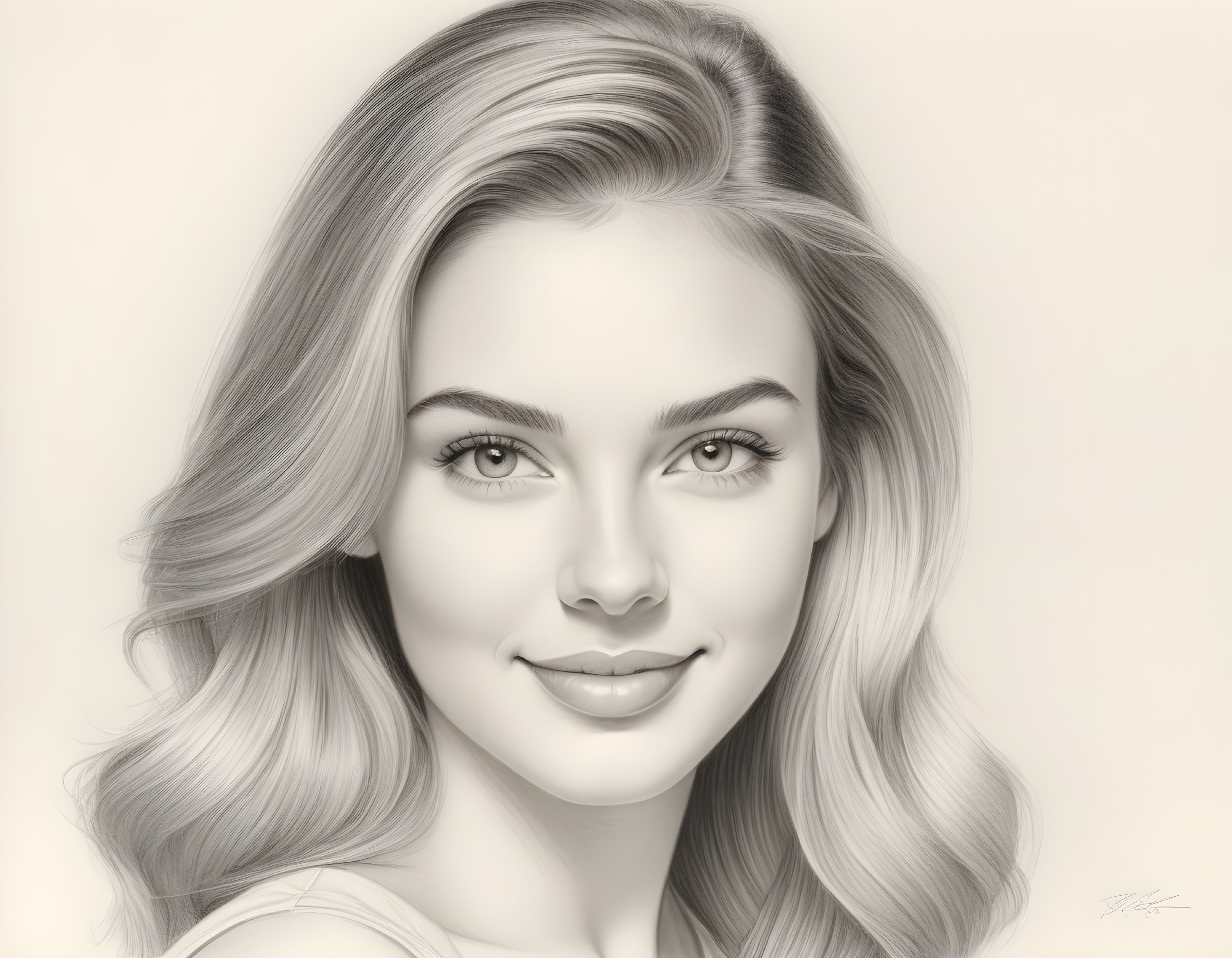 Monochrome Portrait of a Young Woman with Blonde Hair