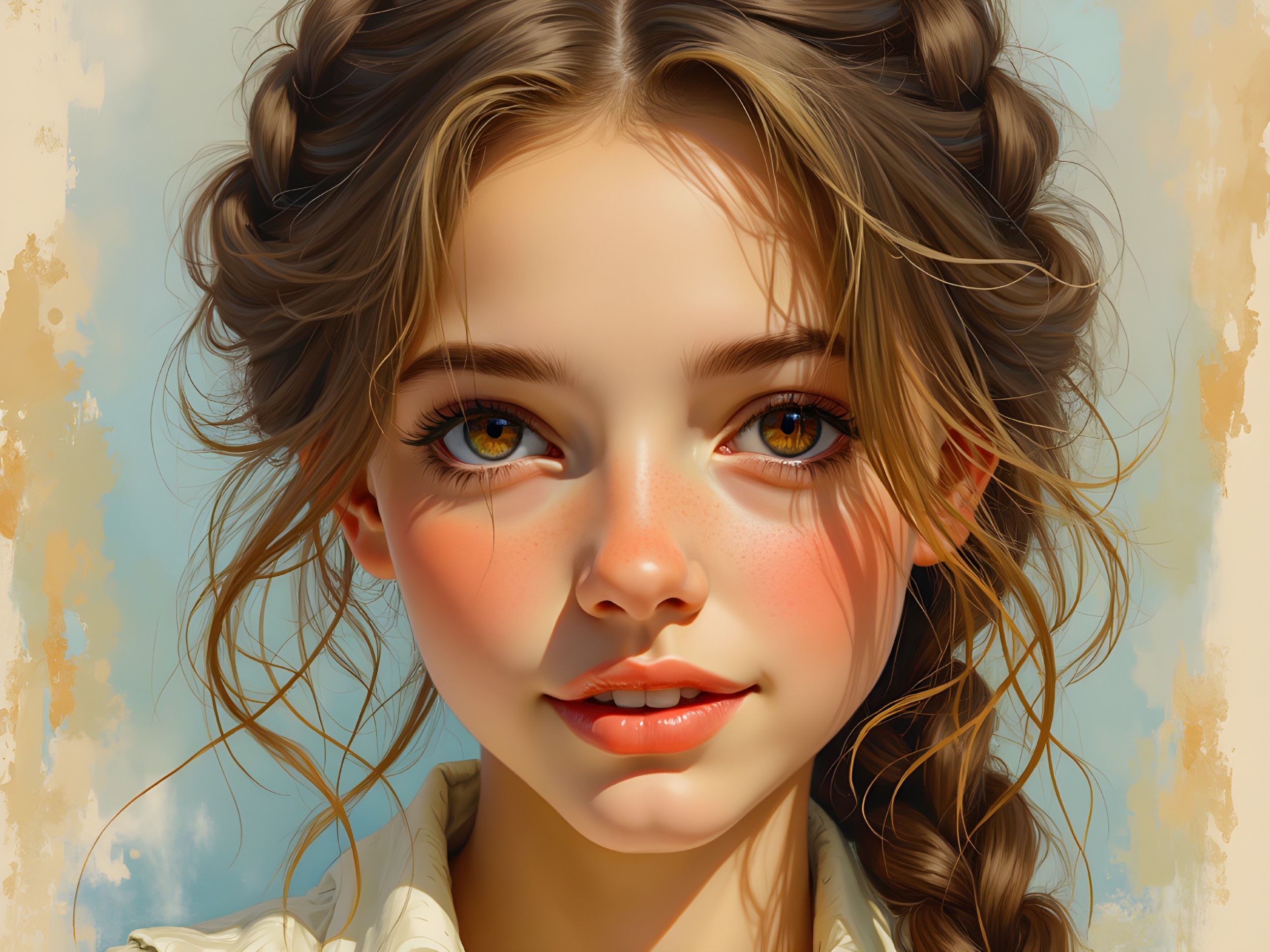 Portrait of a Young Girl with Expressive Features
