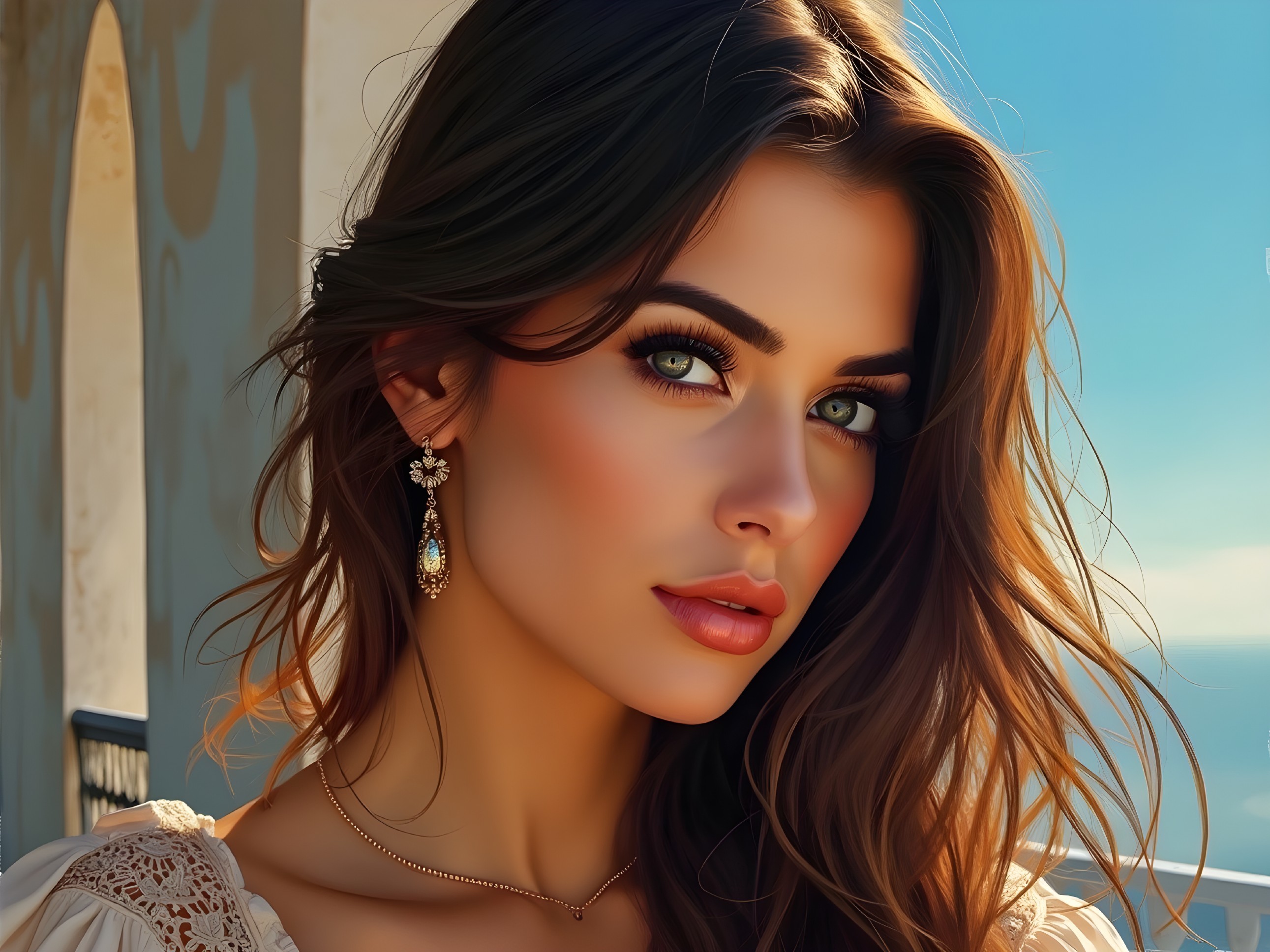 Close-Up Portrait of a Young Woman with Green Eyes