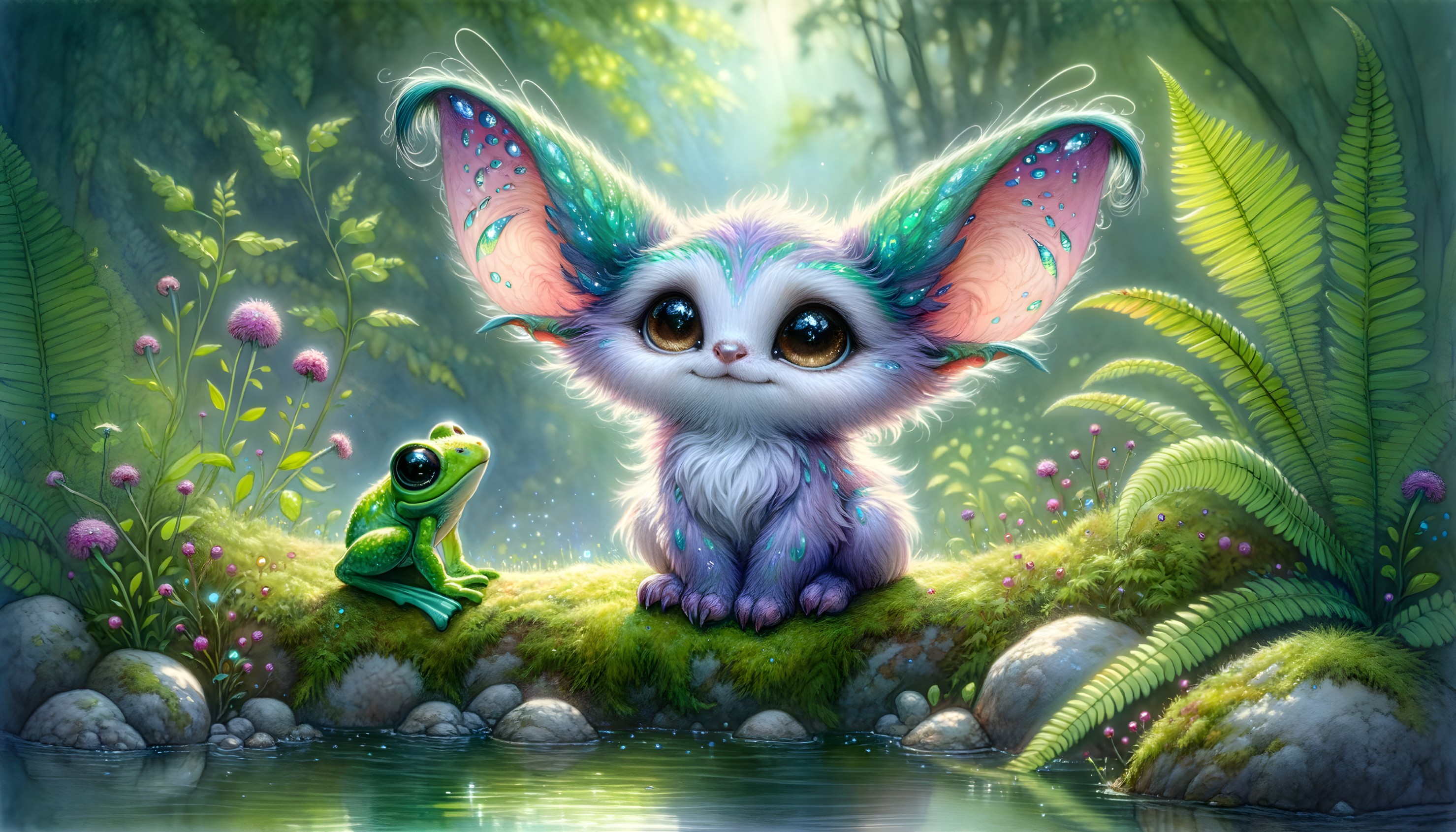 Whimsical Creature in Enchanted Forest Setting