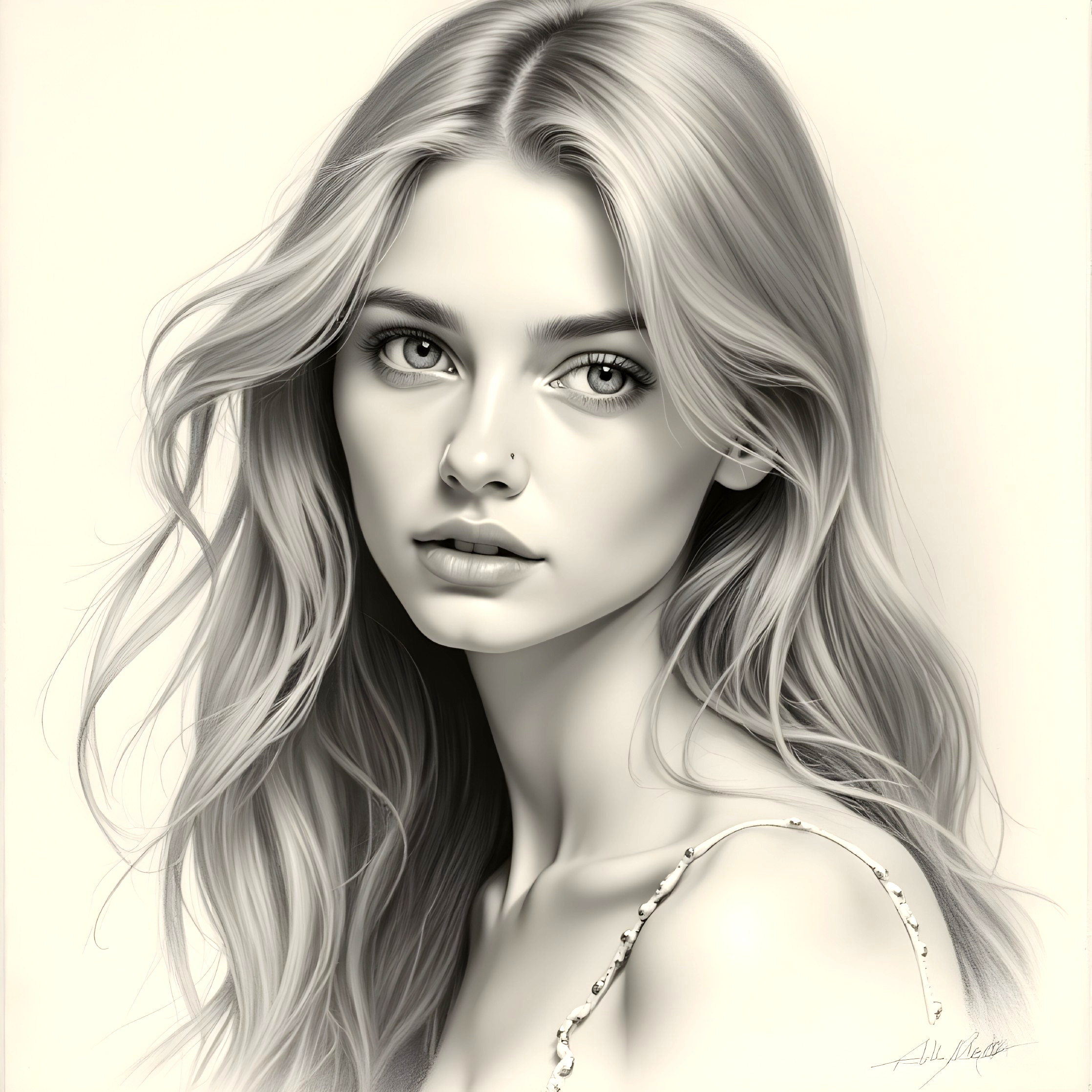 Black and White Portrait of a Young Woman