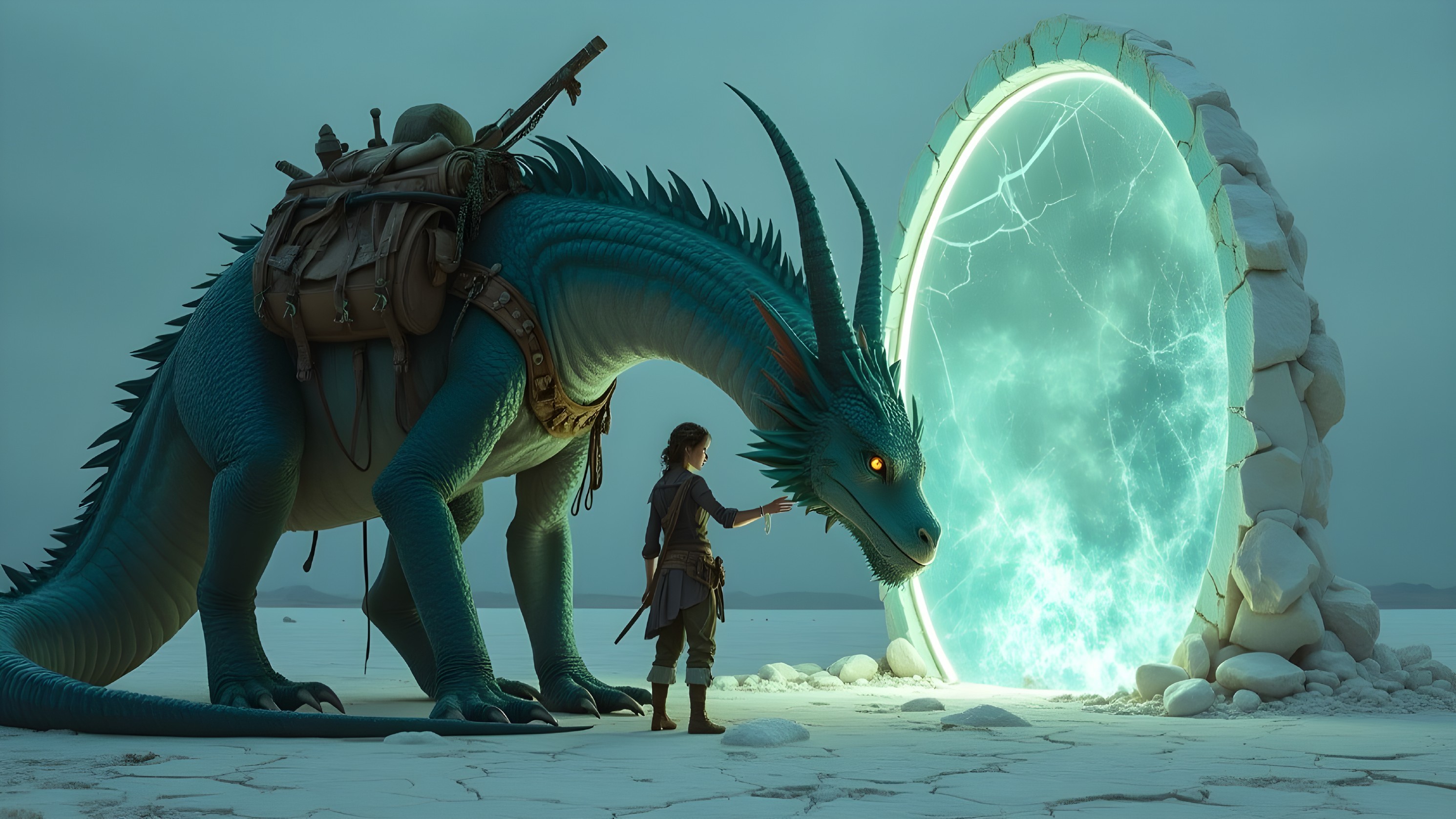 Young Adventurer and Majestic Dragon by Luminous Portal