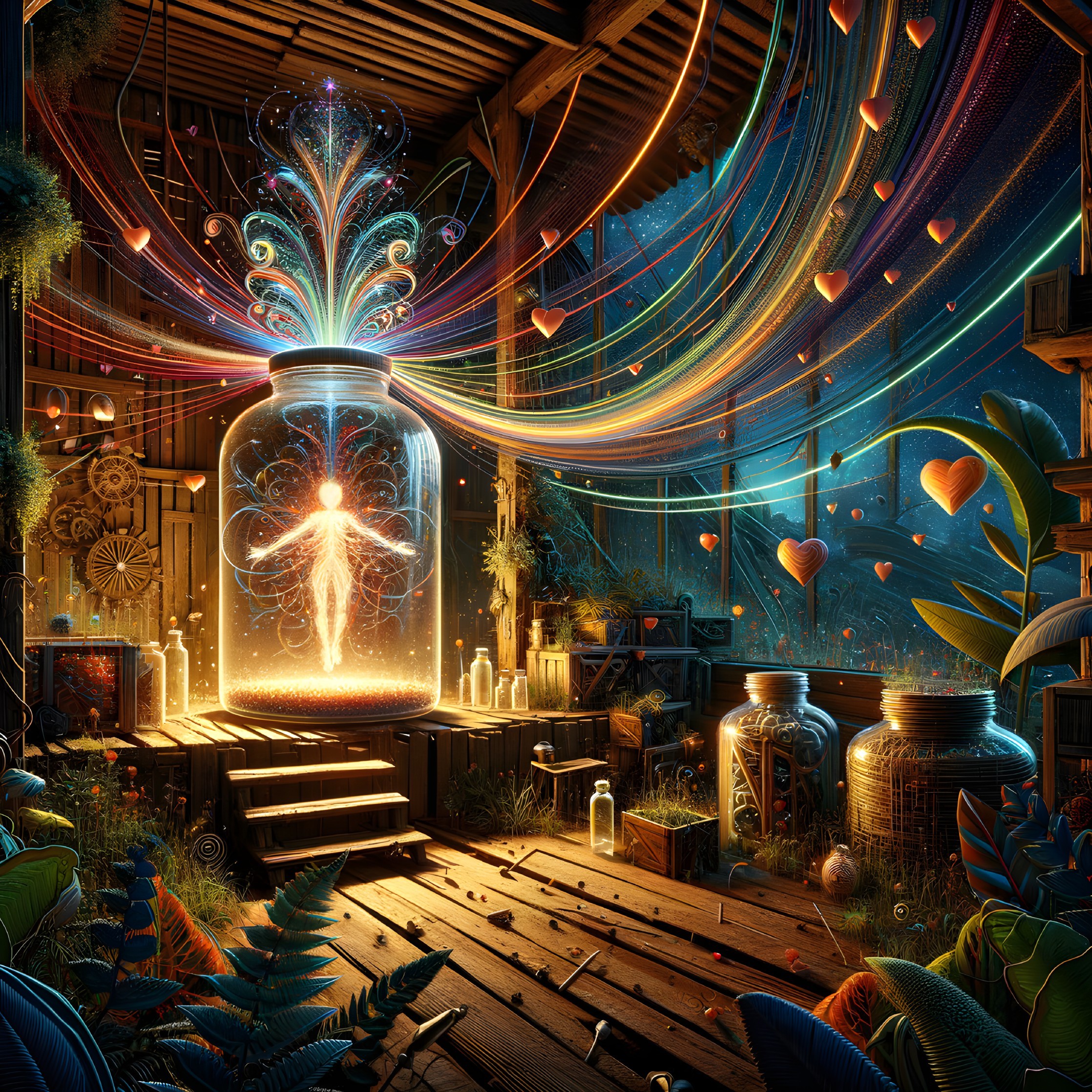 Colorful Energy Streams in a Mystical Setting