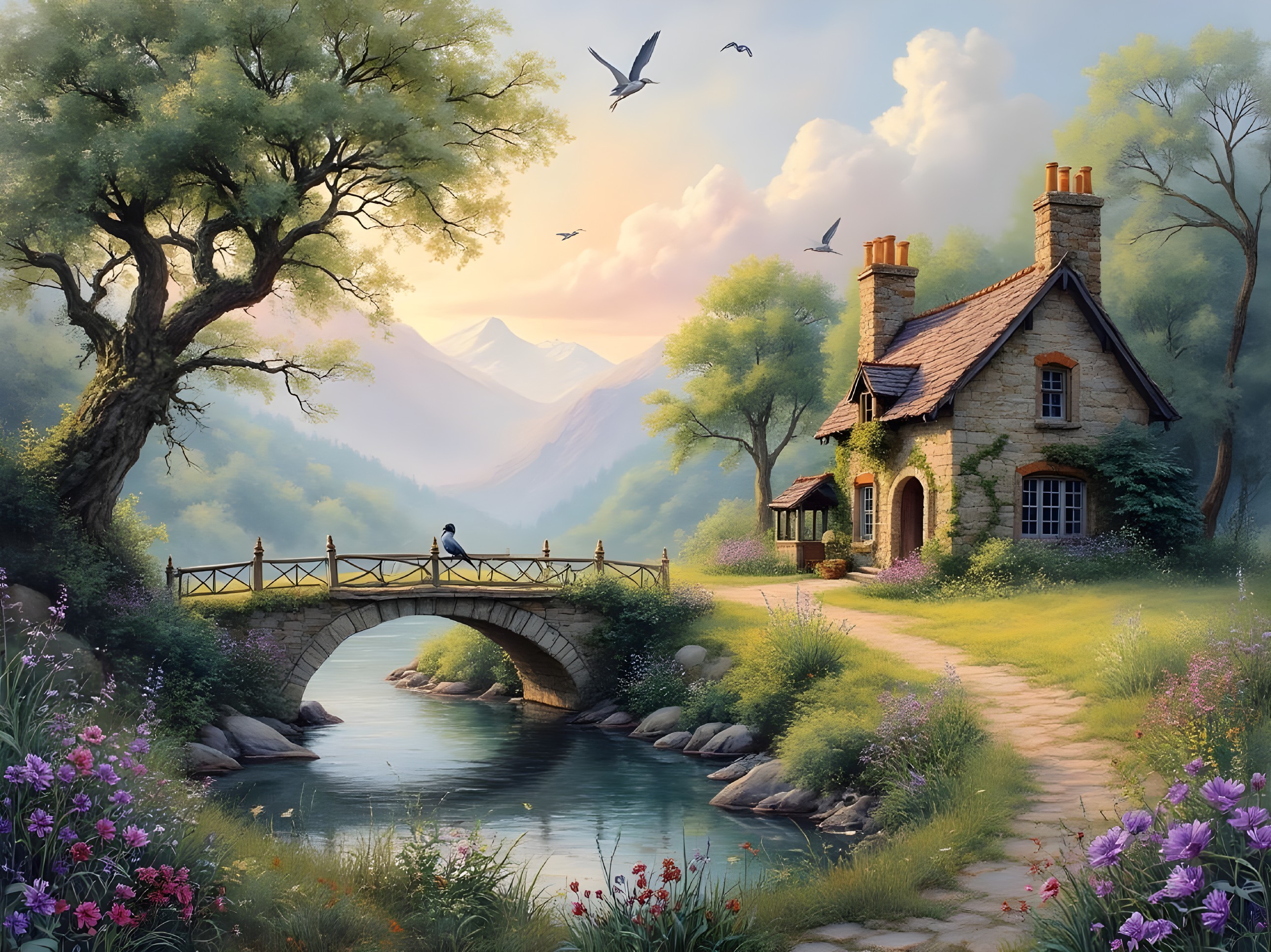 Cozy Cottage by Tranquil River in Scenic Landscape