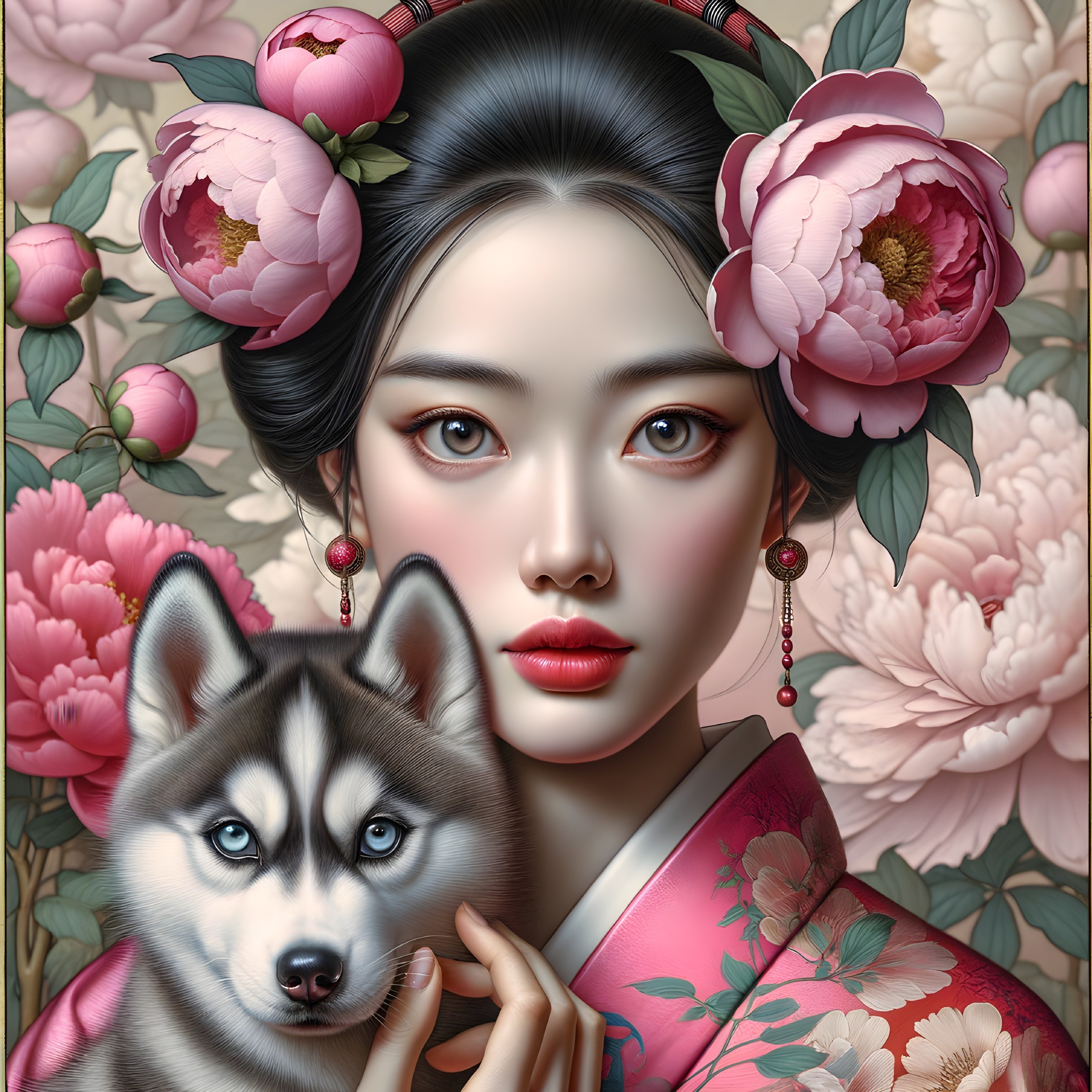 Graceful Husky  Traditional Beauty & Blooms