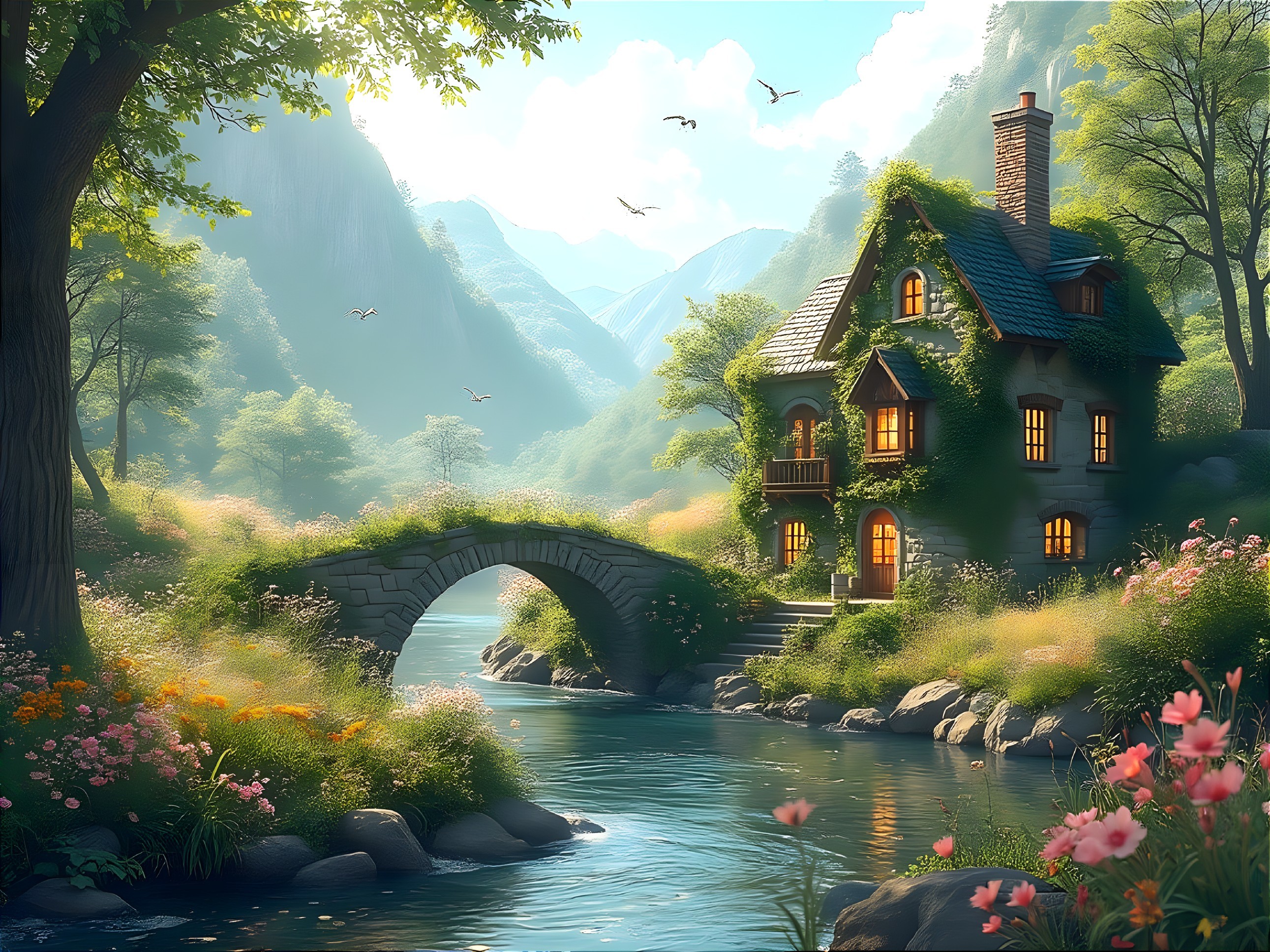 Charming Cottage by a Serene River in Nature