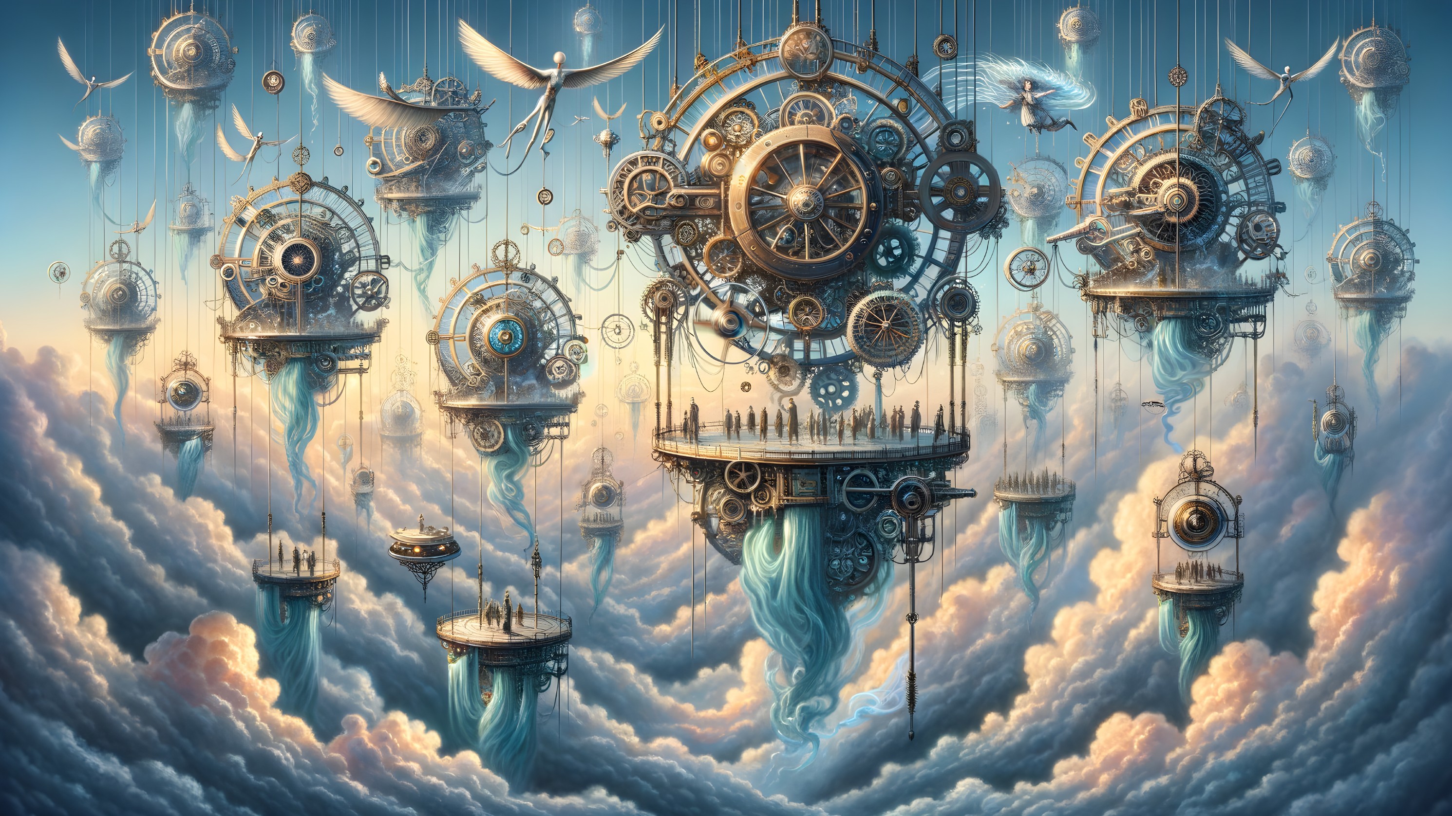 Surreal Floating Islands in a Dreamlike Landscape