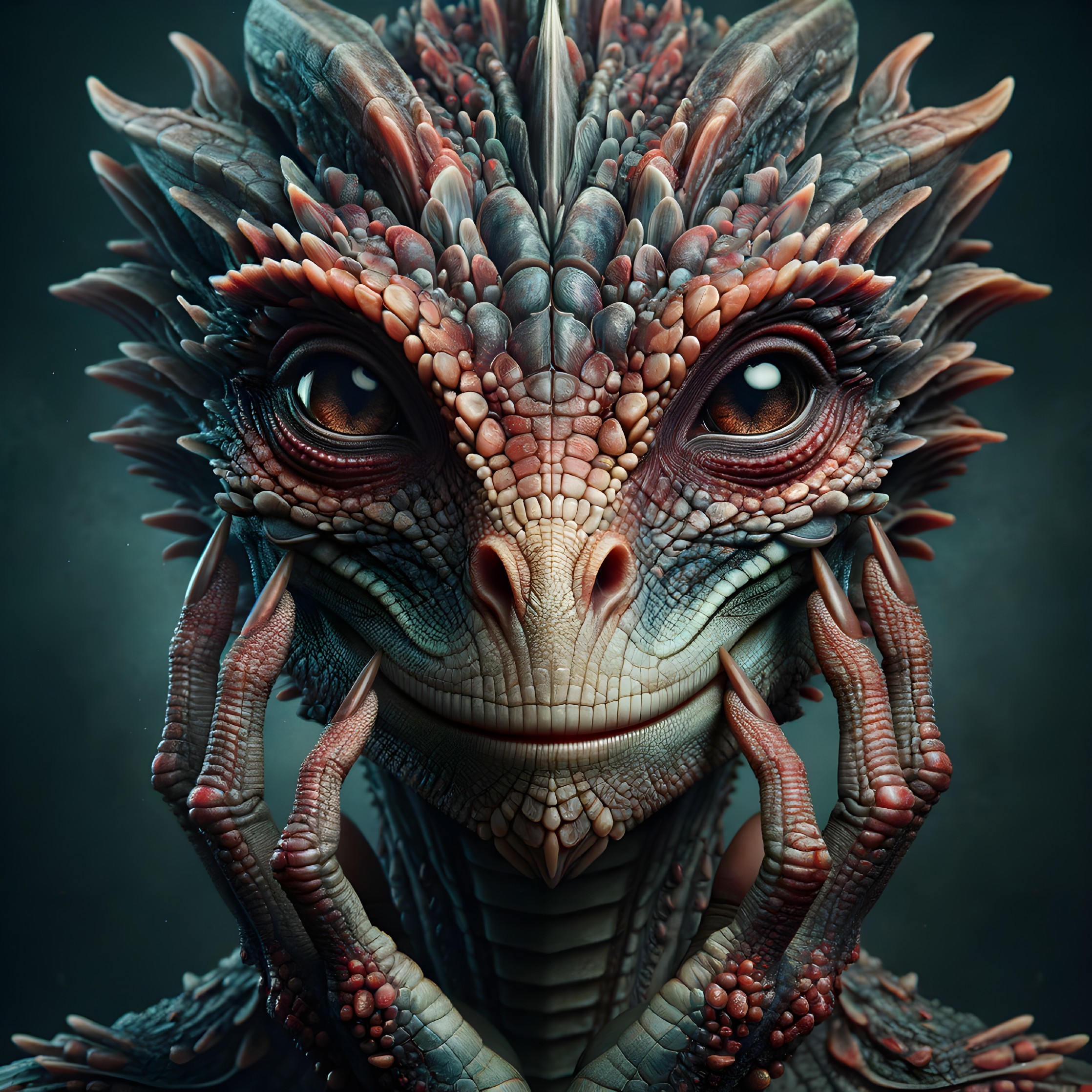 Fantastical creature with intricate scales and colors