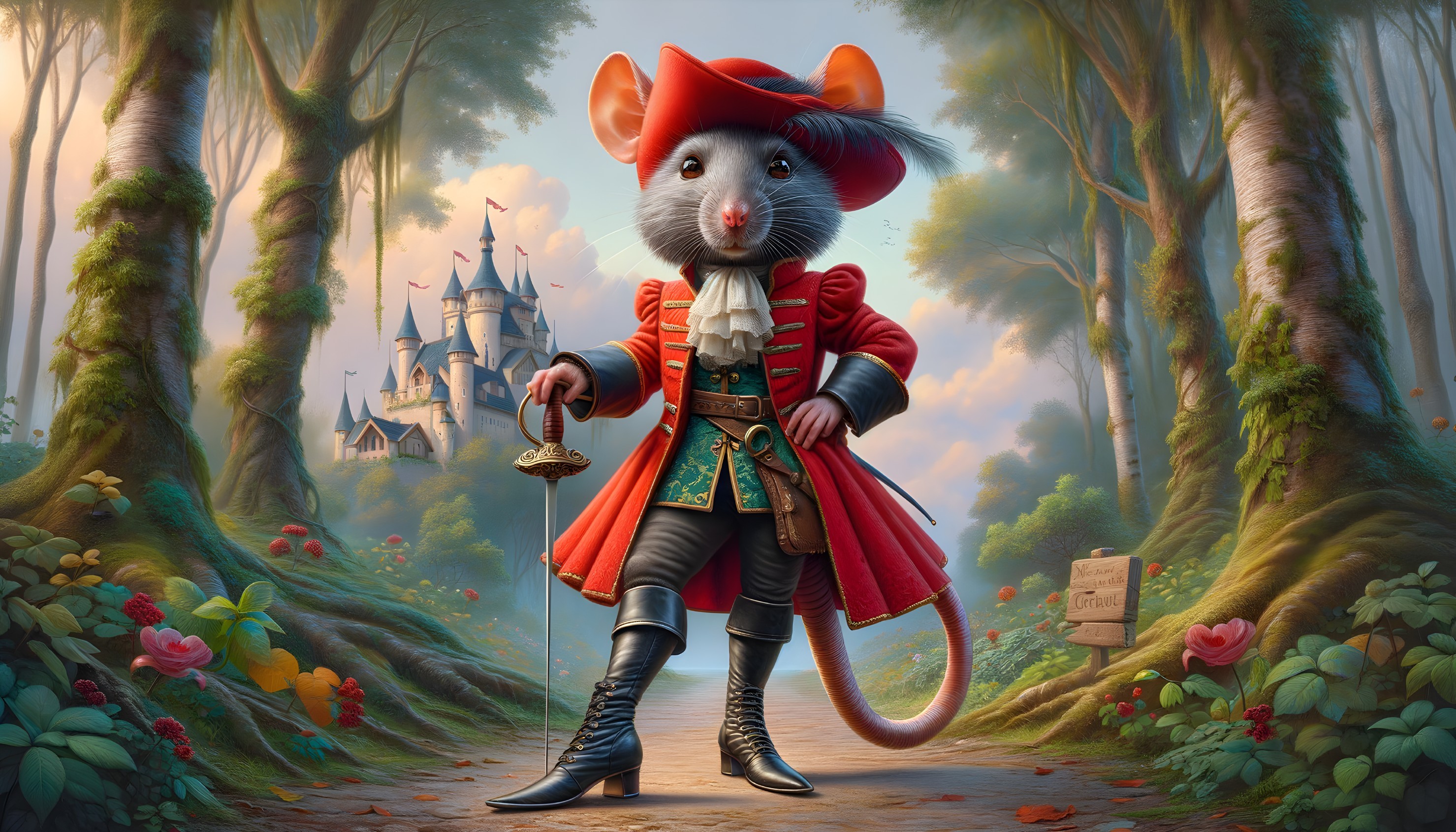 Charming Pirate Mouse in Lush Forest Setting