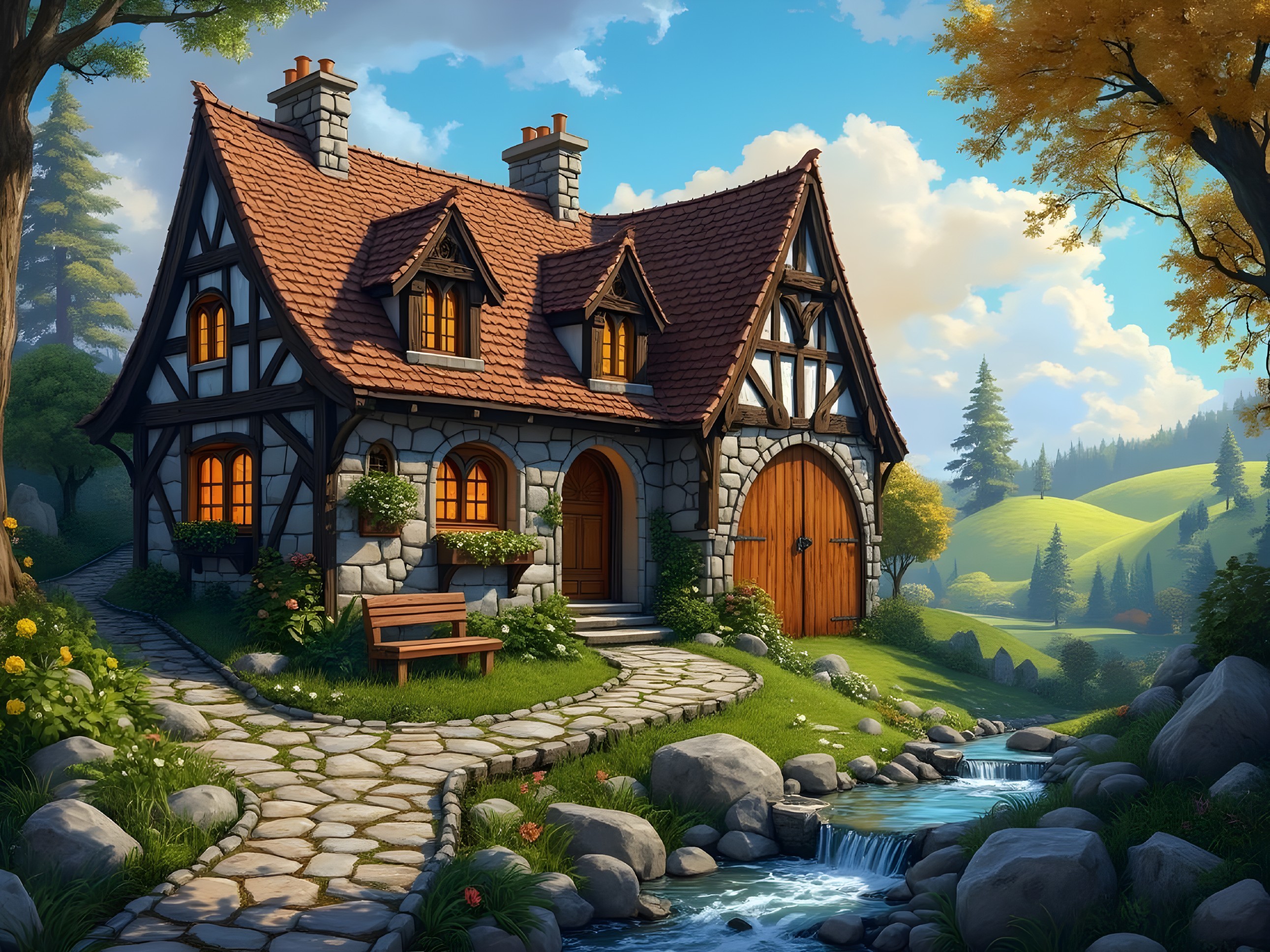 Charming Cottage in Lush Green Landscape Setting