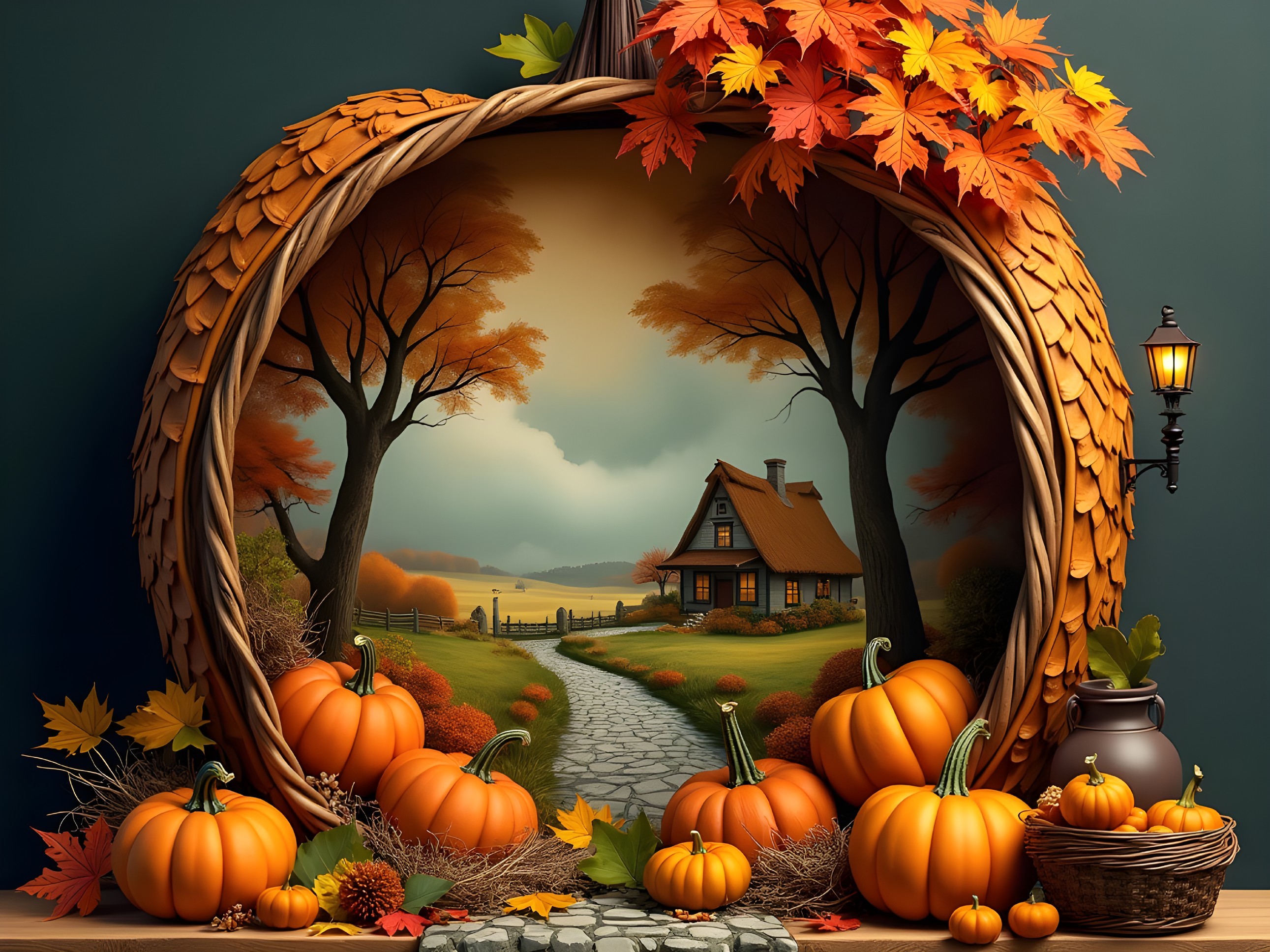 Autumn Haven: Cozy Cottage & Pumpkins