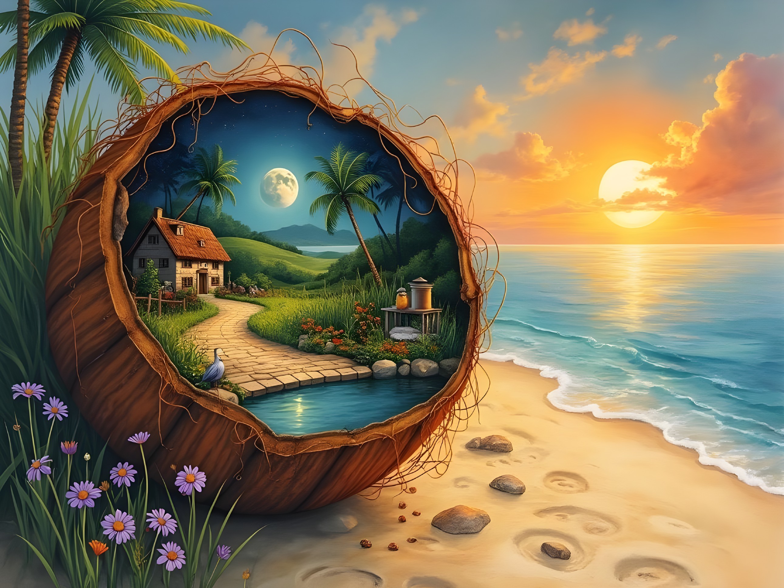 Cozy Cottage in Coconut Shell Surrounded by Nature