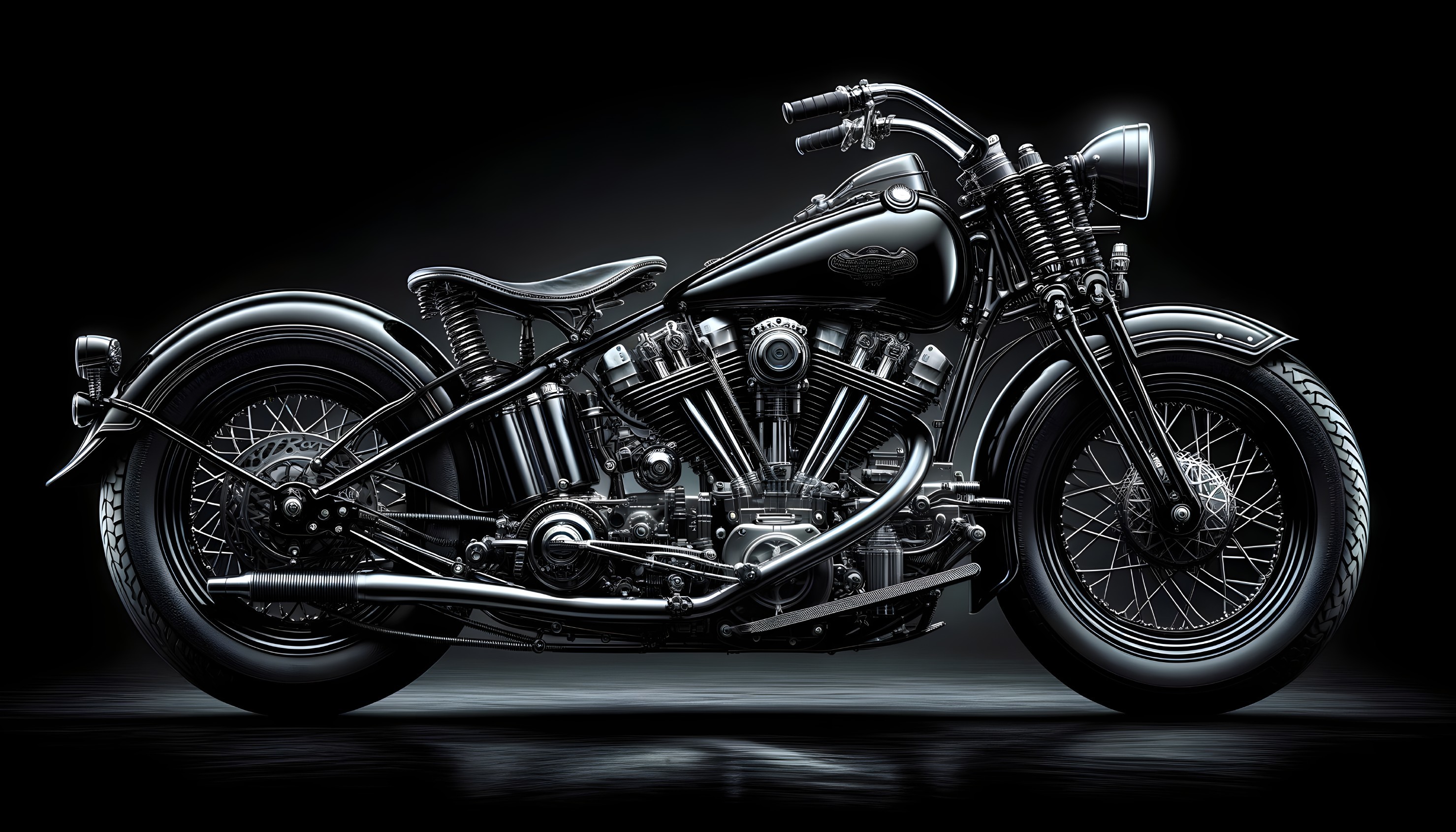 Vintage Motorcycle with Sleek Black Finish and Chrome Accents