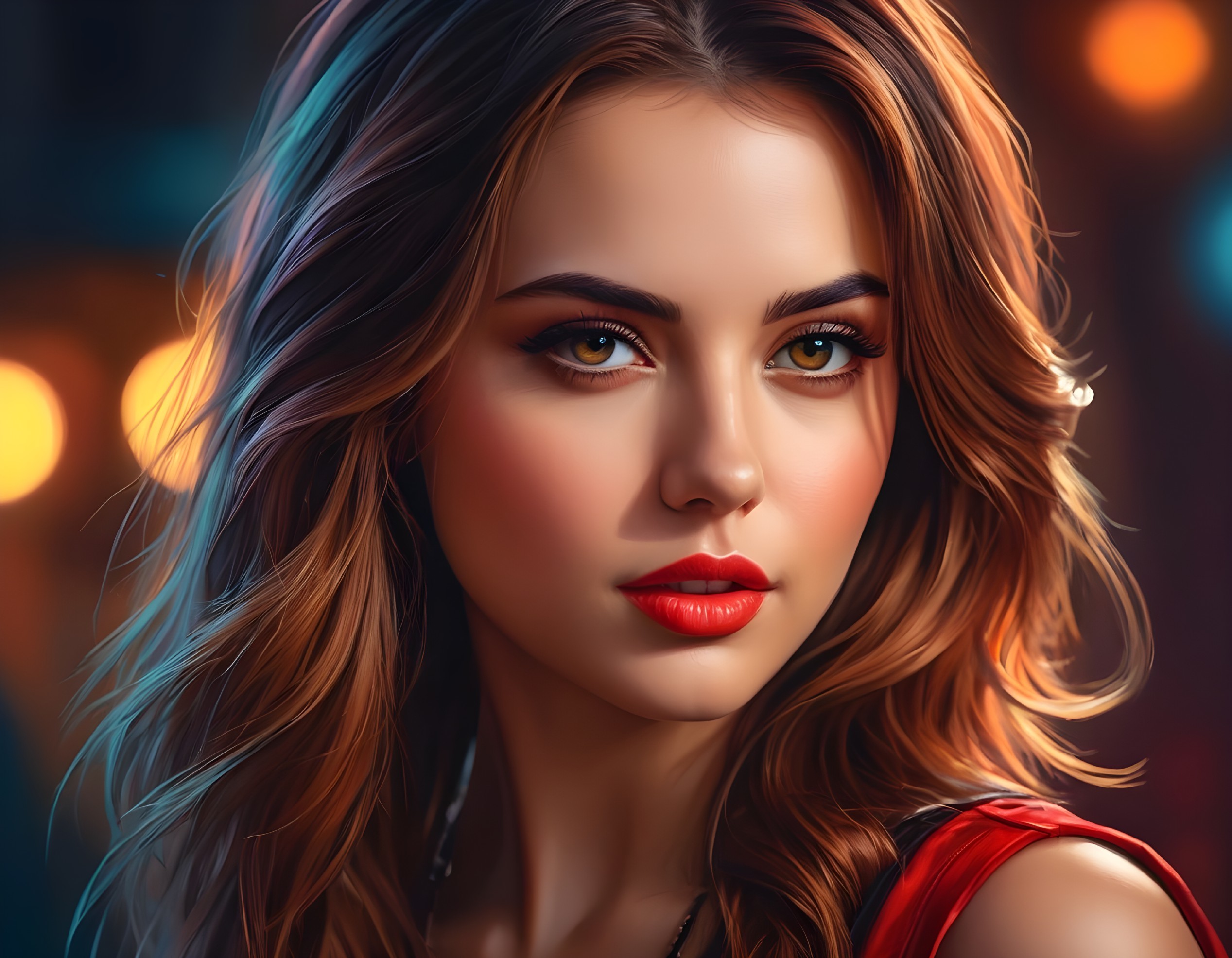 Close-Up Portrait of a Young Woman with Green Eyes