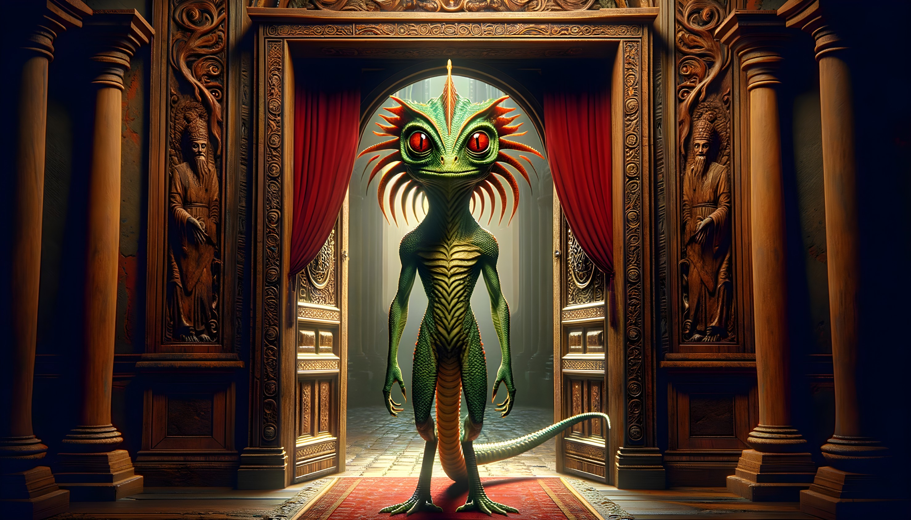 Fantastical Creature at Grand Hall Entrance with Scales