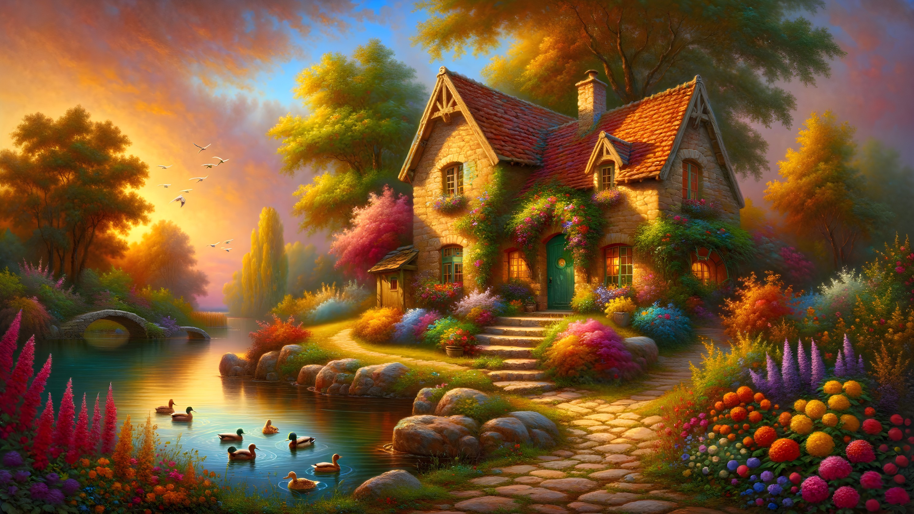 Charming Stone Cottage by a Serene River Landscape