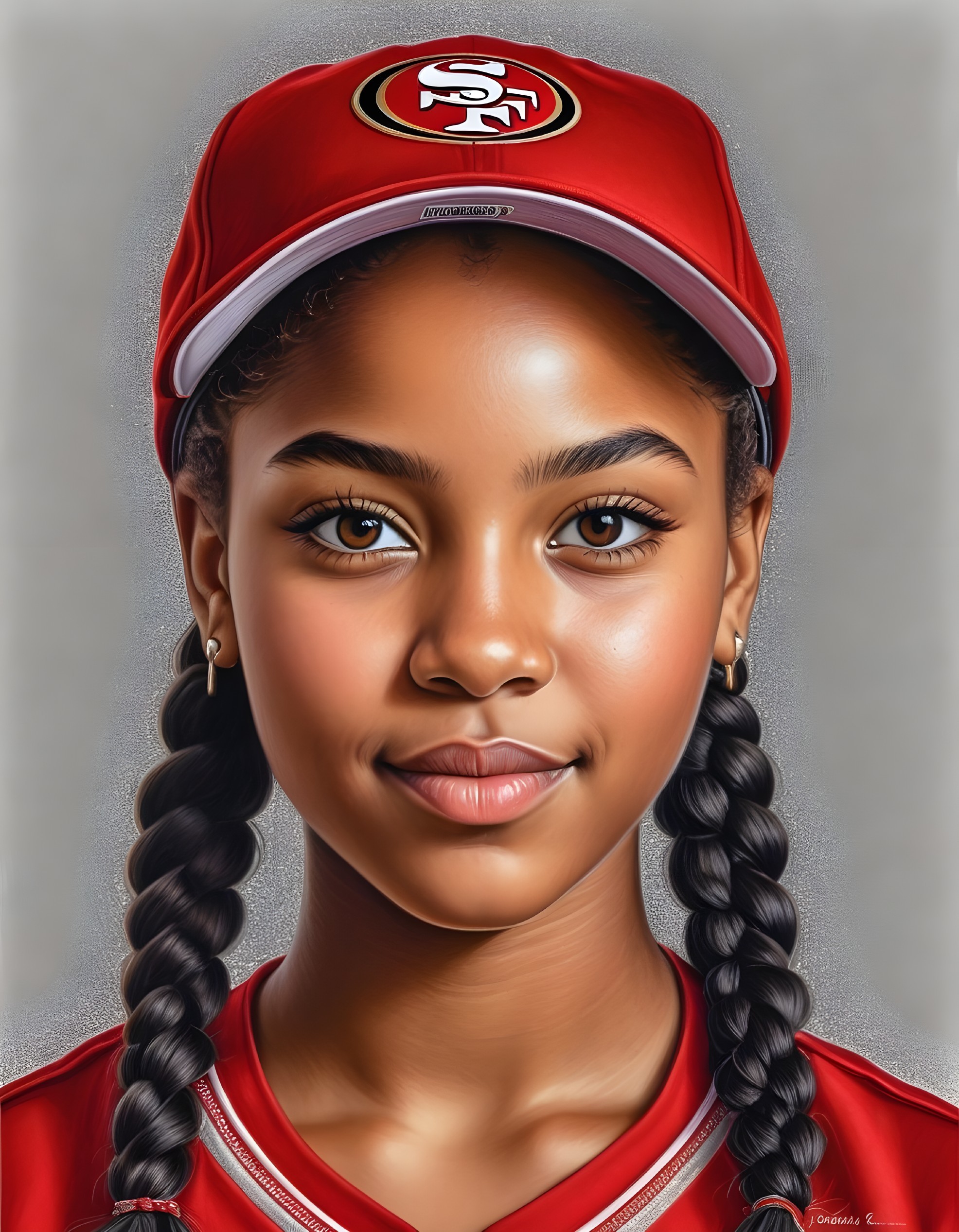 Digital Portrait of Young Woman in 49ers Cap