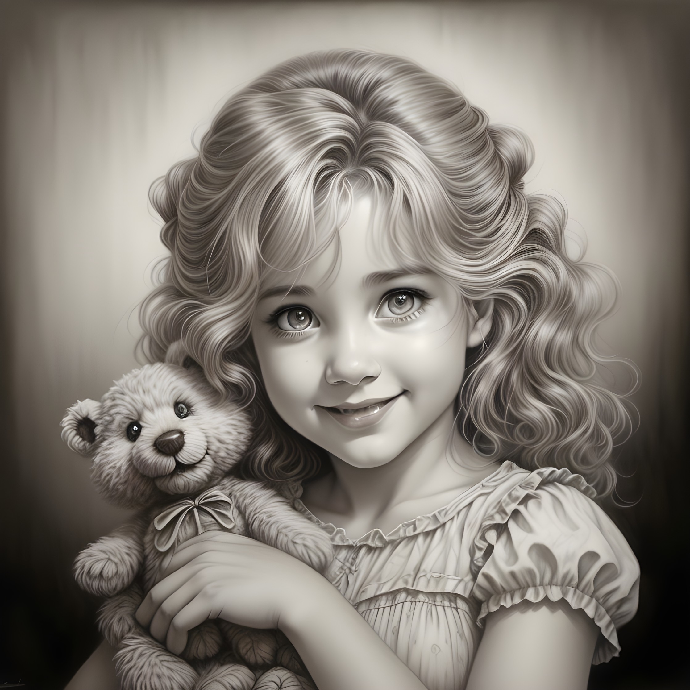 Monochromatic Portrait of a Smiling Young Girl