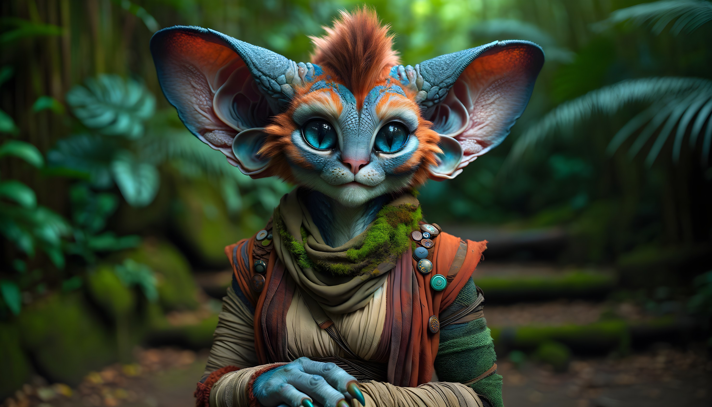 Whimsical Creature in Lush Jungle Setting