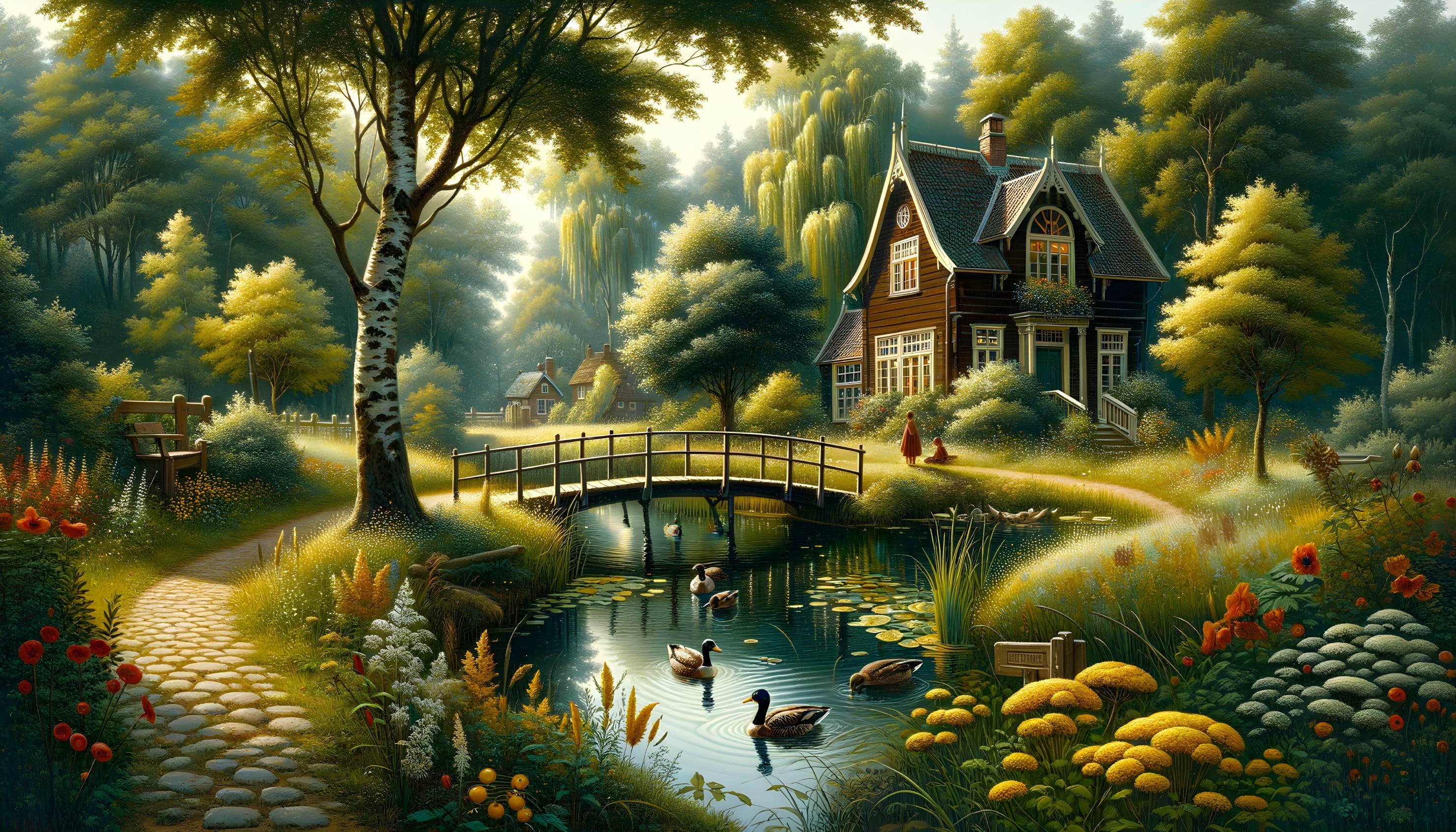 Charming Wooden House in Serene Green Landscape