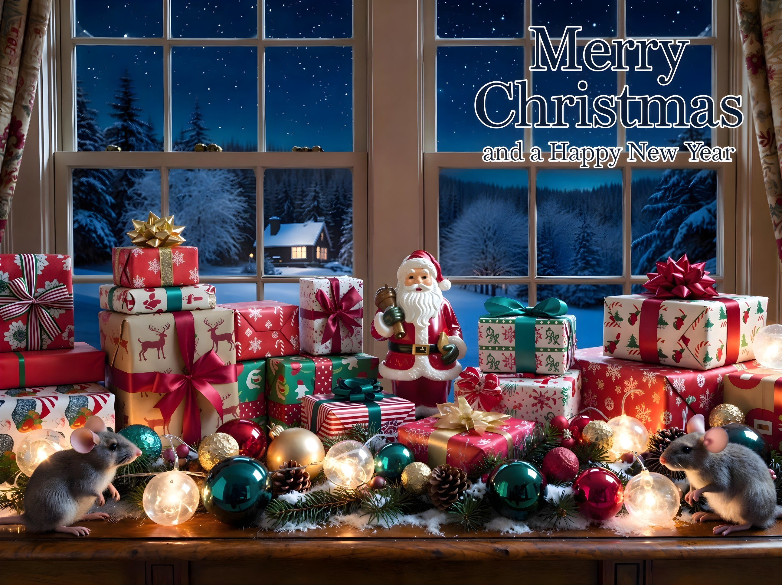 Indoor Christmas Scene with Gifts and Decorations