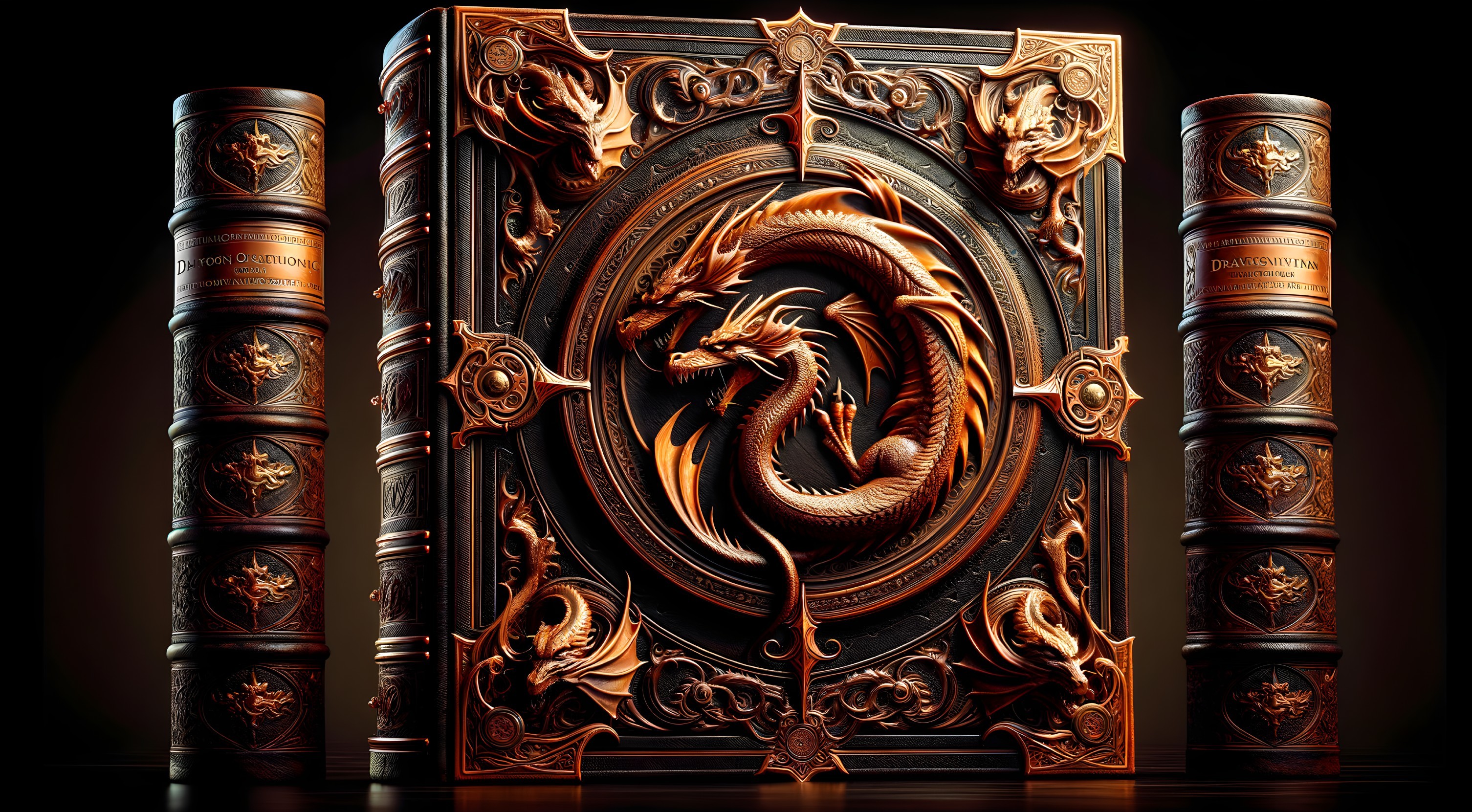 Ornate Book Cover with Embossed Dragon Design