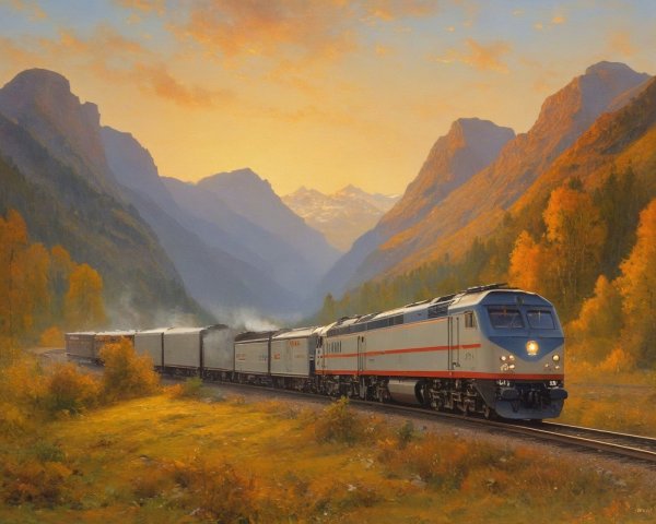 Train Journey Through Autumn Mountain Valley景色