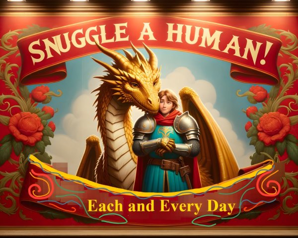 Whimsical Poster of Knight and Friendly Dragon