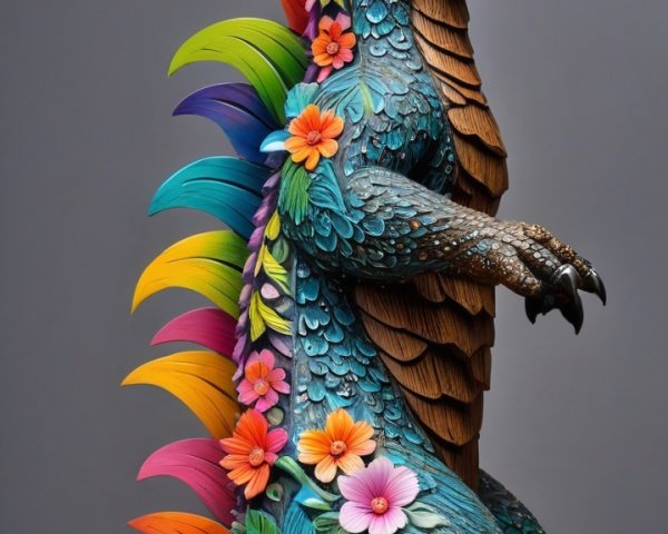 Vibrant Dragon Sculpture with Colorful Details
