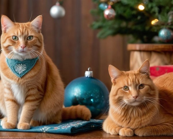 Orange Tabby Cats in Cozy Holiday Setting