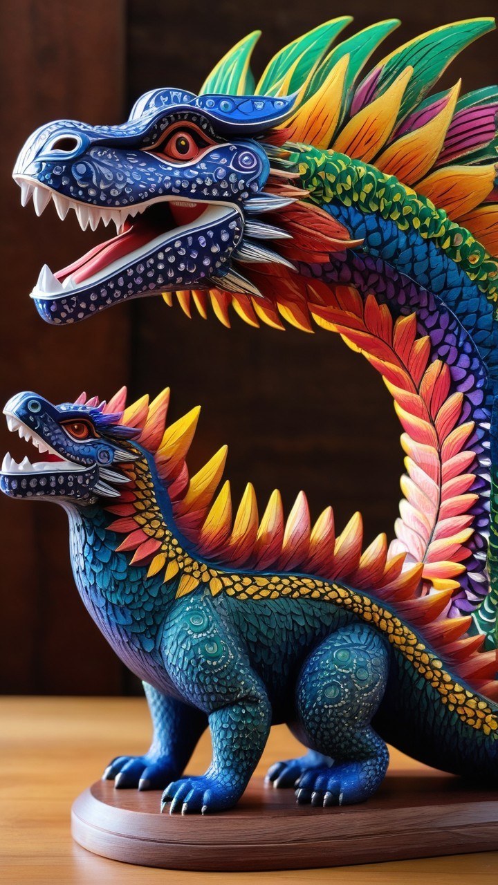Intricately Designed Two-Headed Dragon Sculpture