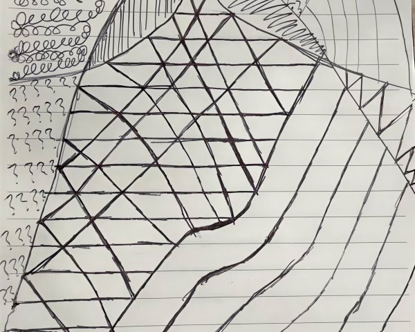 Abstract Black-and-White Doodle on Lined Paper