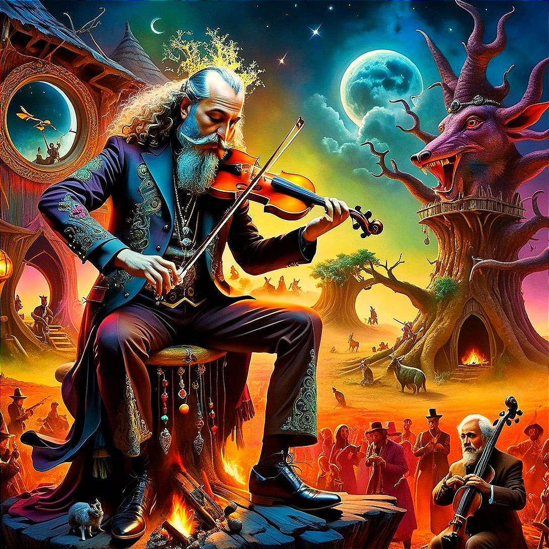 Mystical Violinist in Enchanting Surreal Landscape