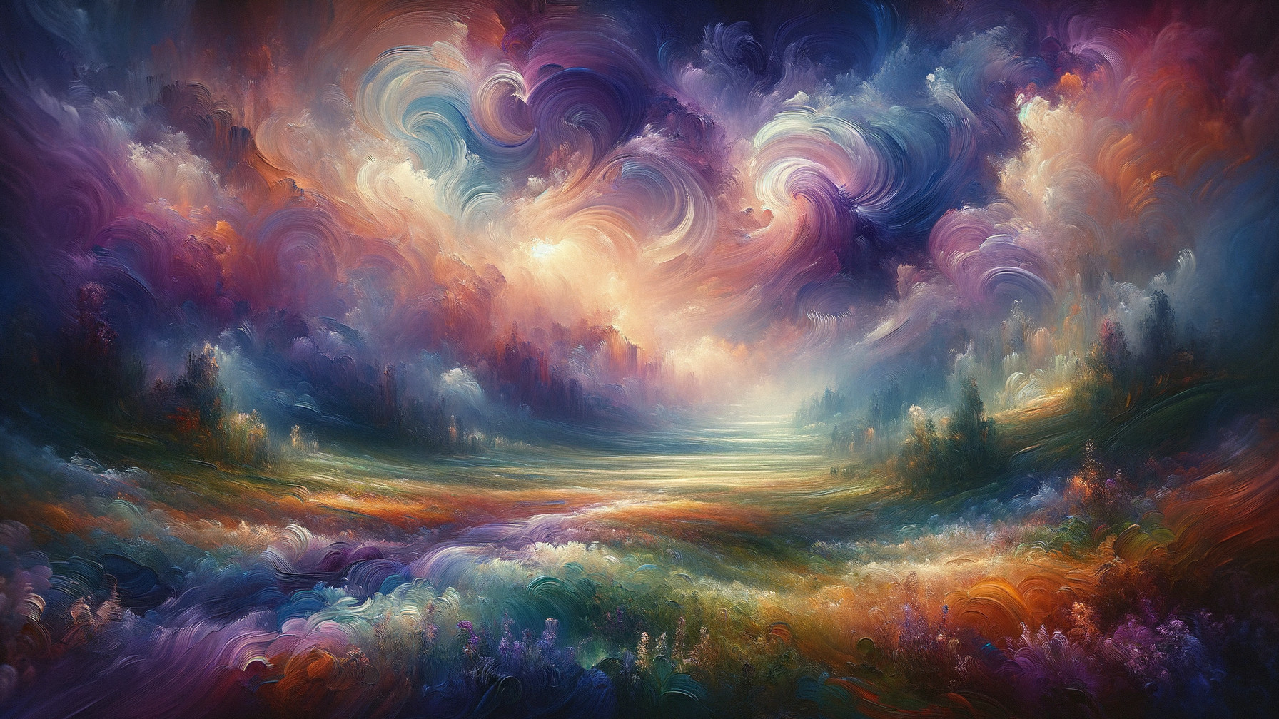 Dreamlike Landscape of Swirling Colors