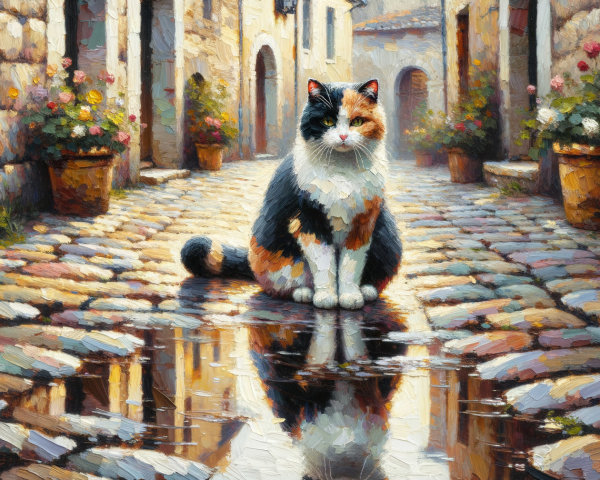 Charming Cobblestone Street in Idyllic Village Scene