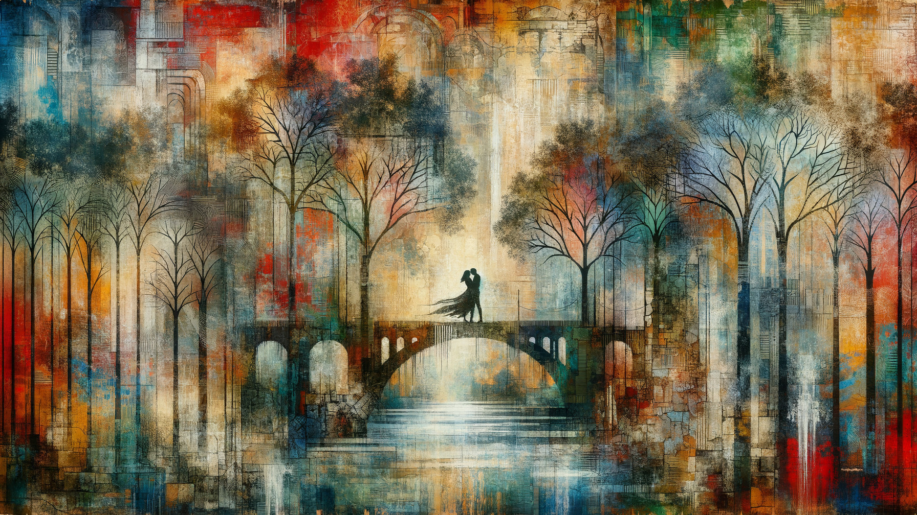 Abstract Landscape with Couple on a Bridge