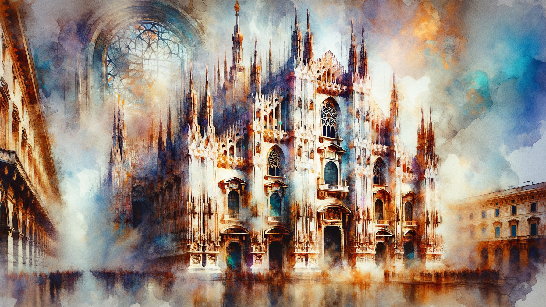 Abstract Watercolor of Milan's Duomo Cathedral