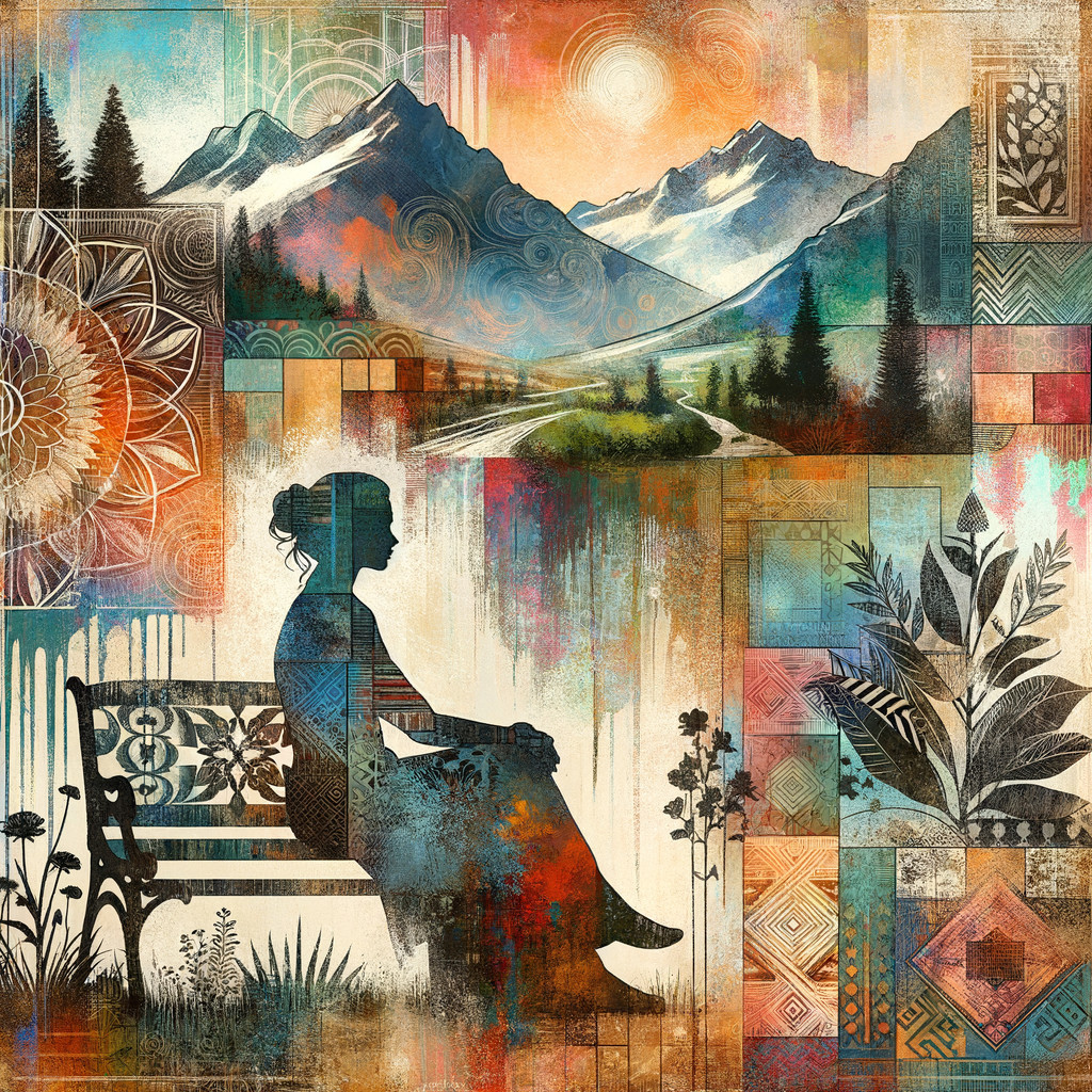 Serene Landscape with Mountains and River Silhouette