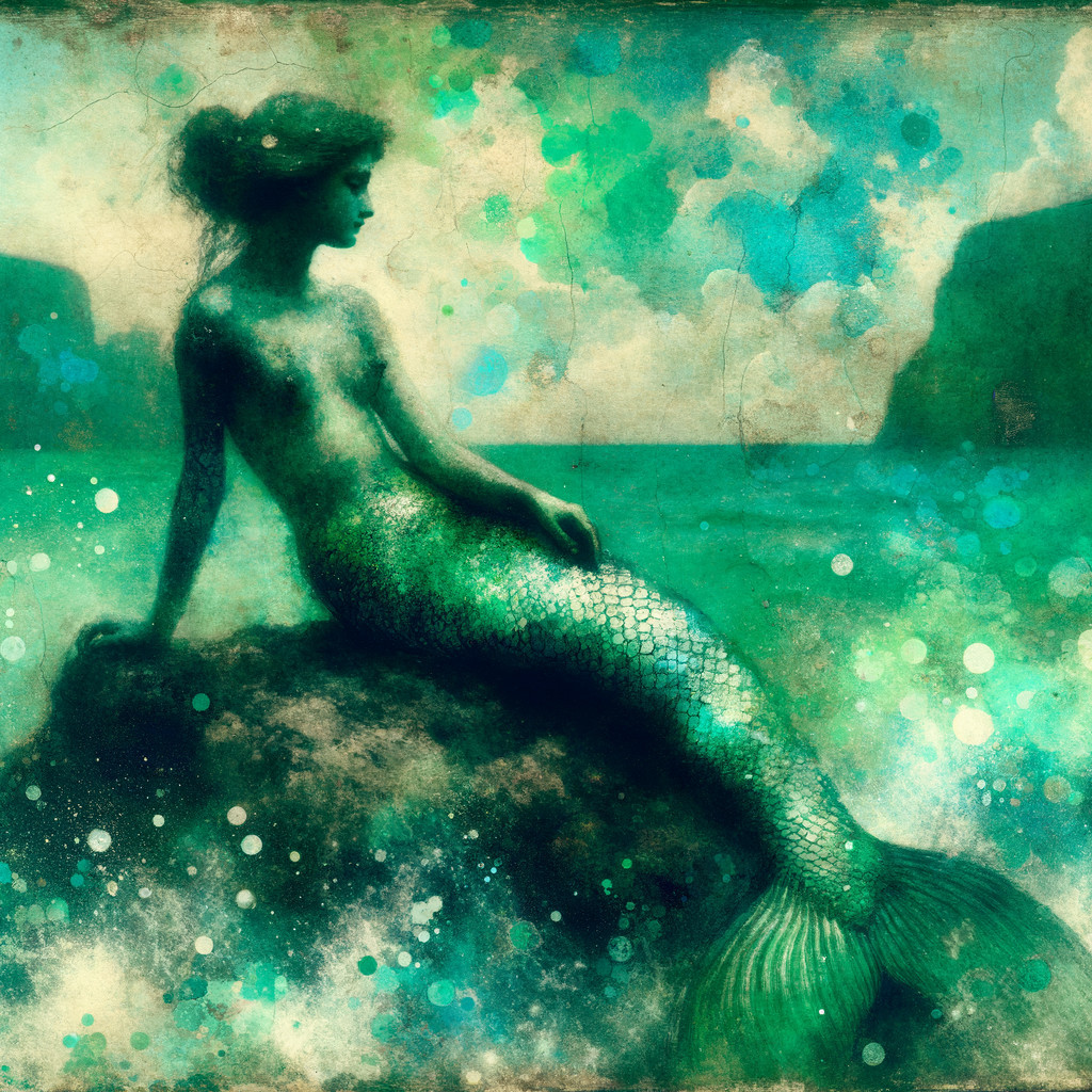 Mystical Mermaid on a Rock by the Ocean