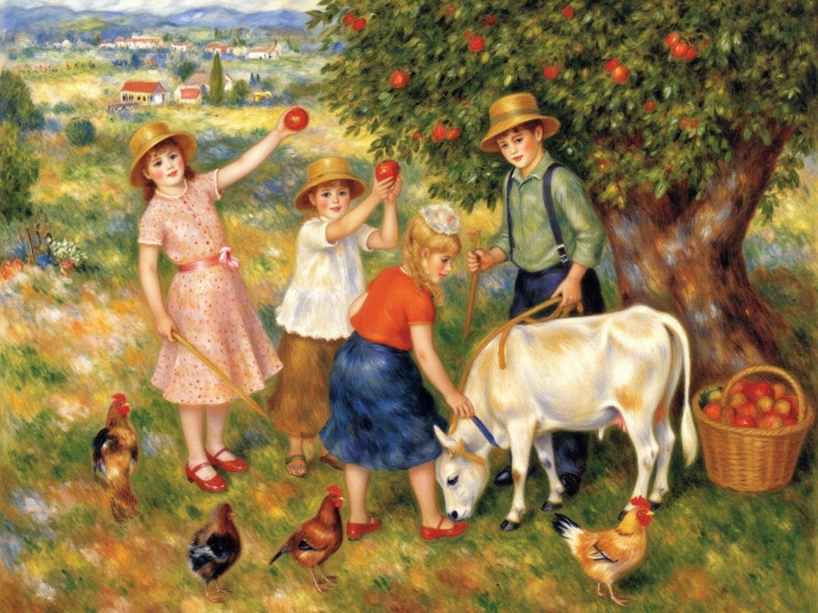 Children Enjoying a Sunny Day in the Countryside