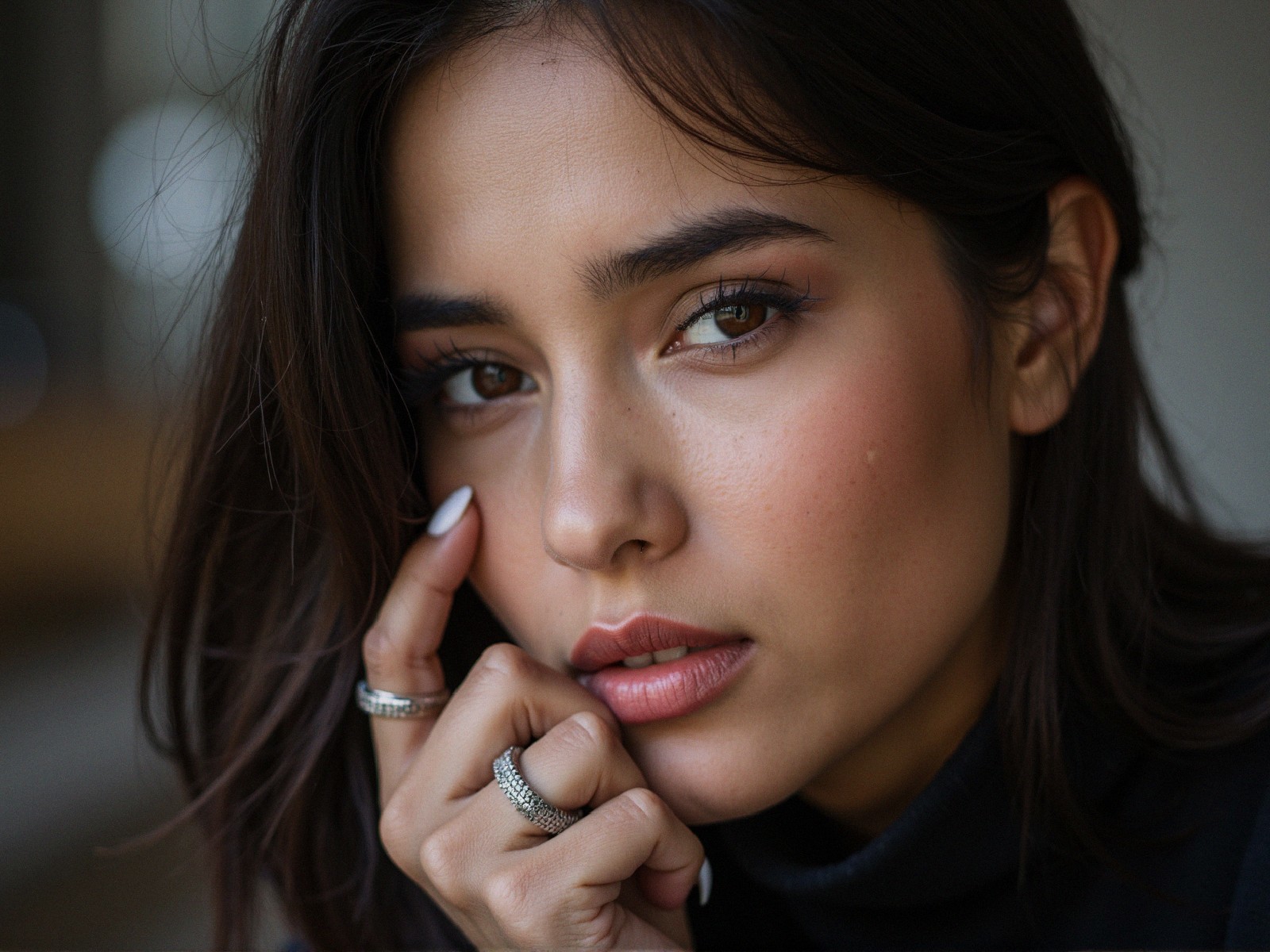 Close-up Portrait of a Young Woman with Natural Beauty