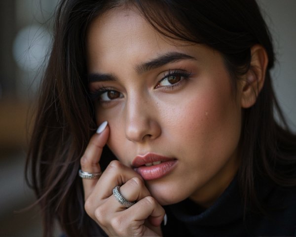 Close-up Portrait of a Young Woman with Natural Beauty